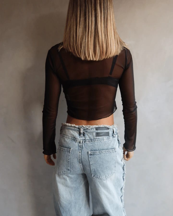 MESH CARDIGAN NEGRO - imagen 2
