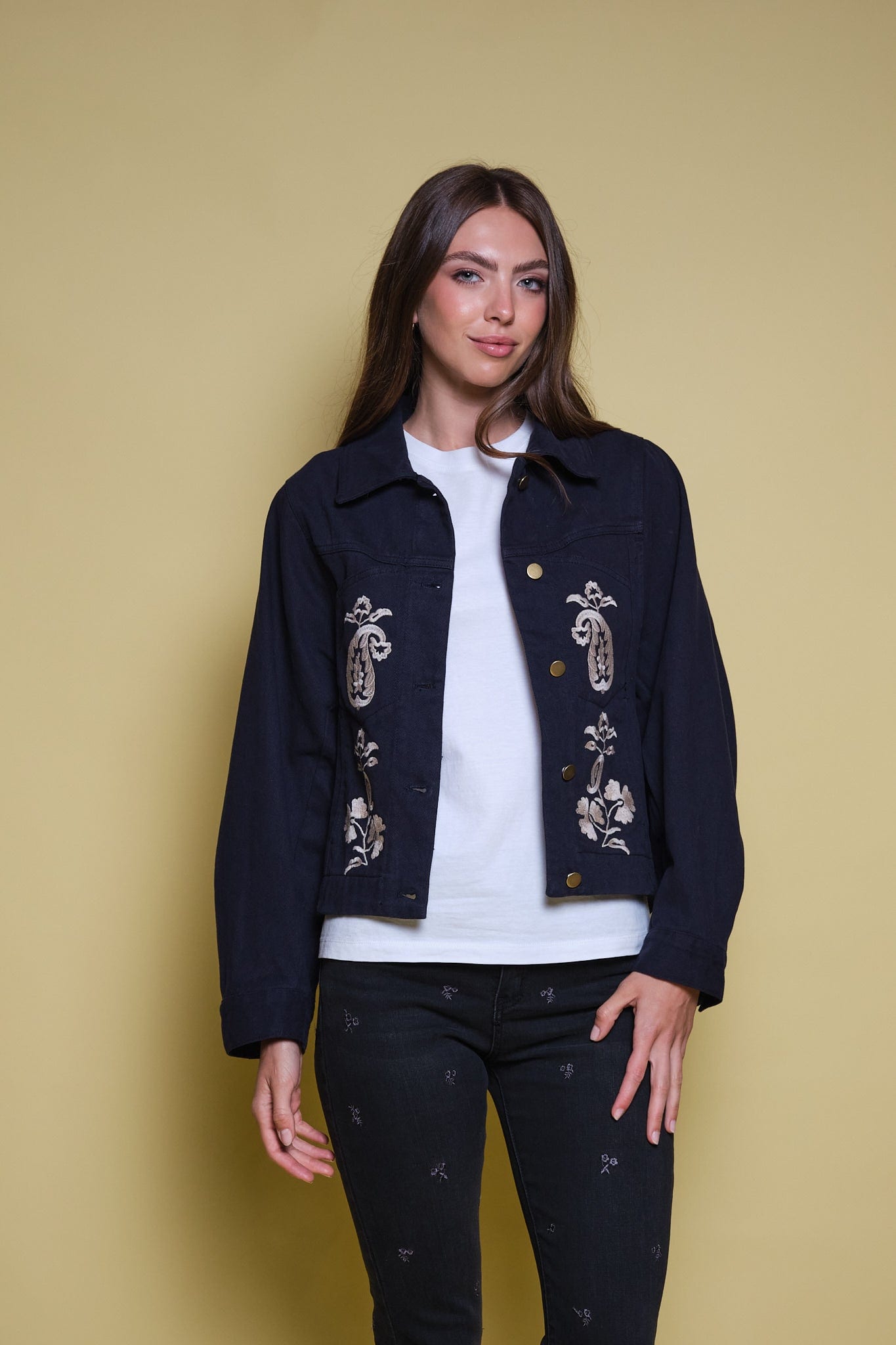CHAQUETA DRIL AZUL OSCURO BORDADO PAISLEY - imagen 7