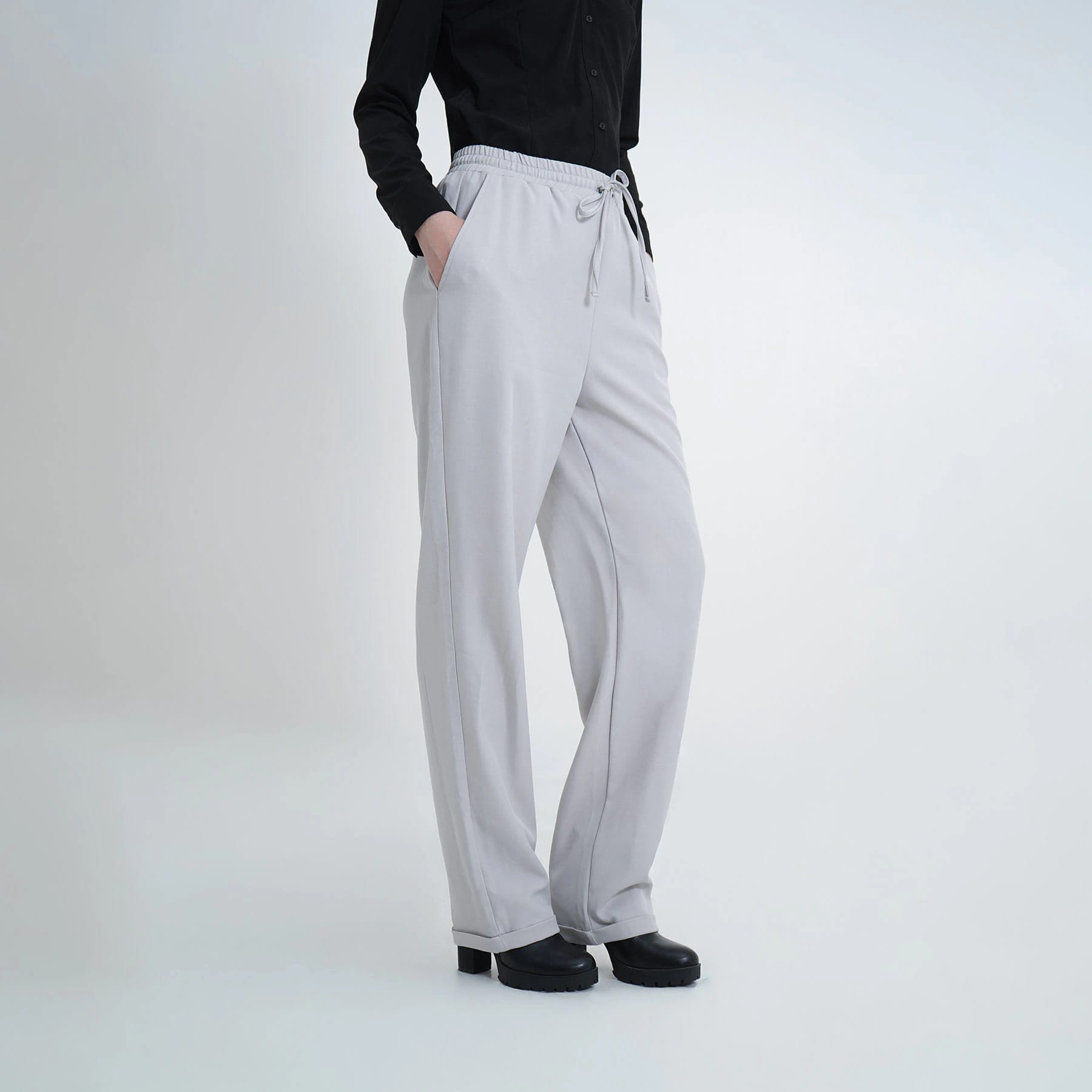 Pantalón recto con elastico y cintura - imagen 3