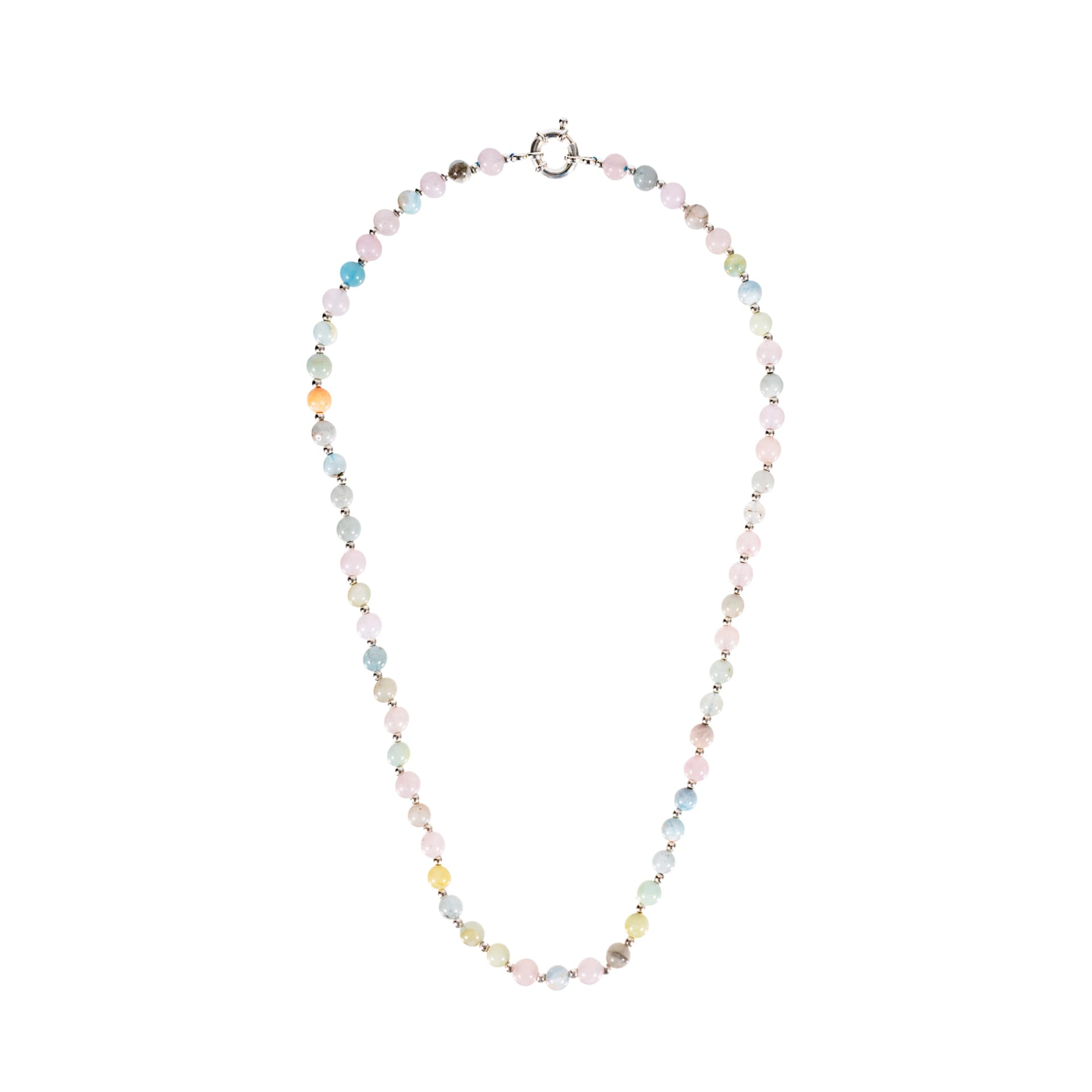 AQUA VOID NECKLACE | COLLAR DE PIEDRAS AGUA MARINA Y BALINES EN PLATA 925 - imagen 1