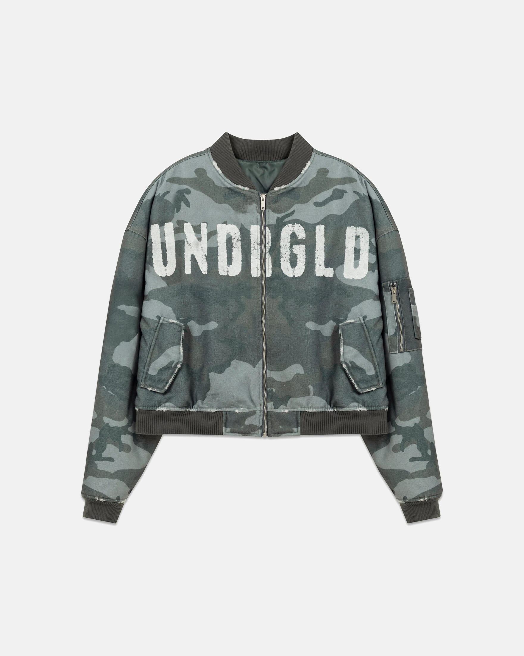 Holy Worn Logo Bomber Jacket Gray Camo - imagen 1