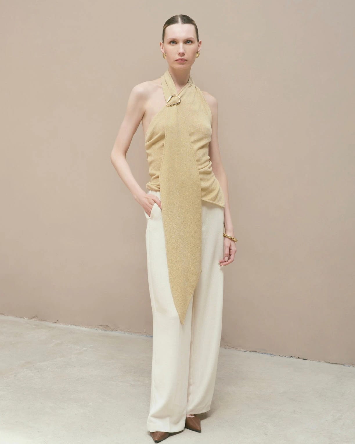 Top Afrodita Beige-Dorado - imagen 1