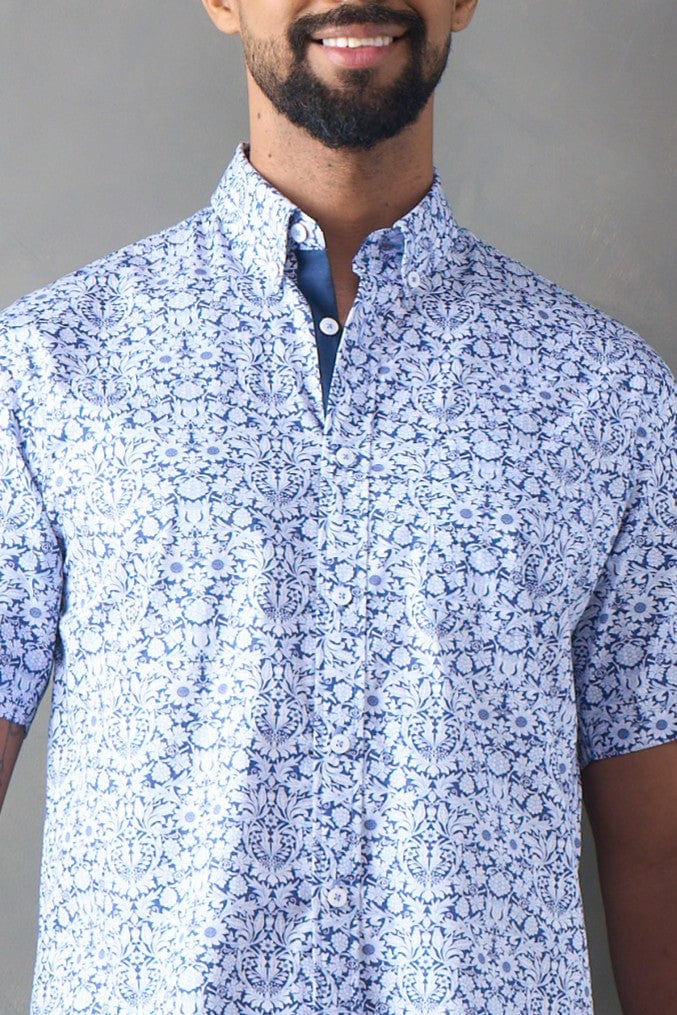 Camisa regular fit manga corta azul medio - imagen 3