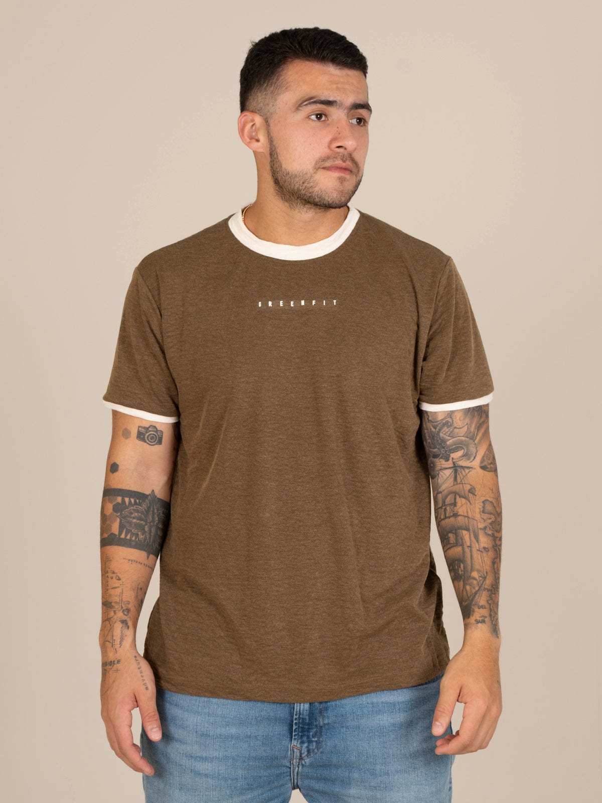 Camiseta hombre slim iza cafe - imagen 1