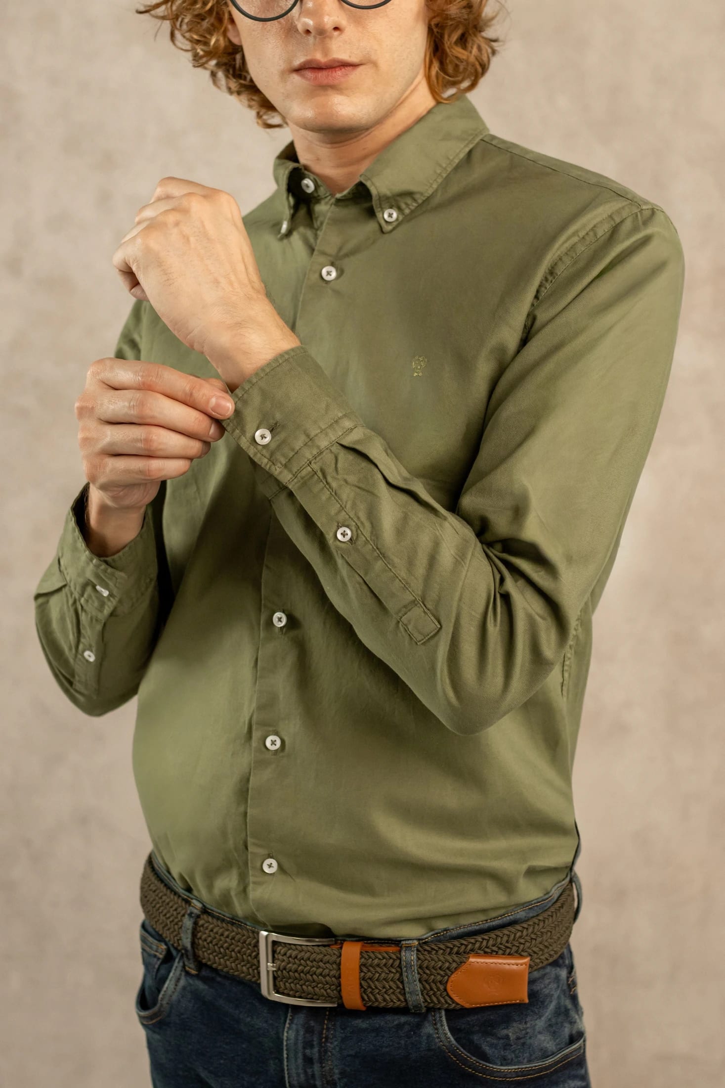 Camisa Antimanchas Oxford Verde Militar - Talla Regular - imagen 5
