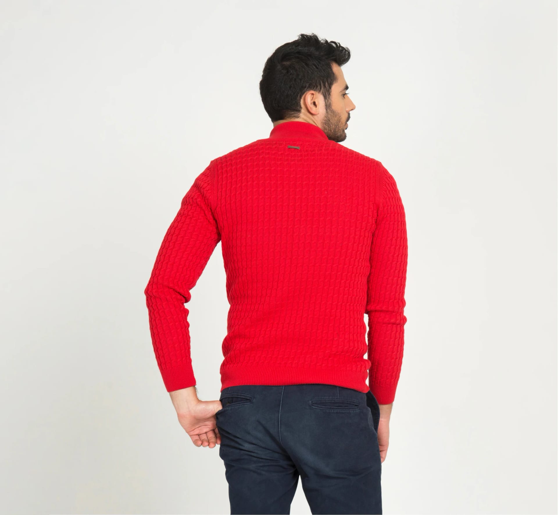 Saco Trenzado Half Zip Algodón Vino - imagen 12
