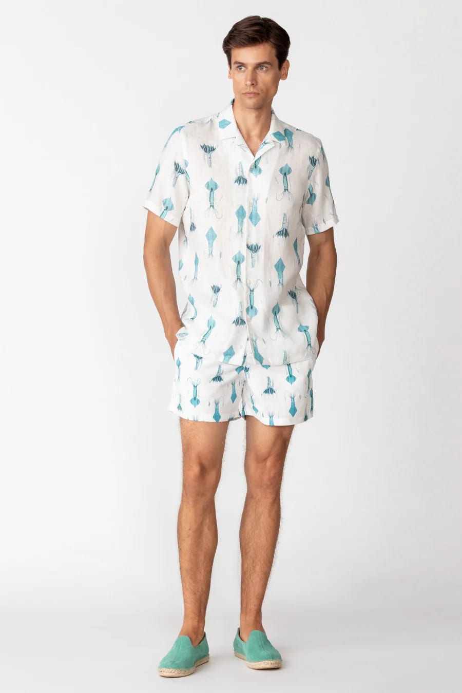 Men's linen shirt white egret - imagen 6