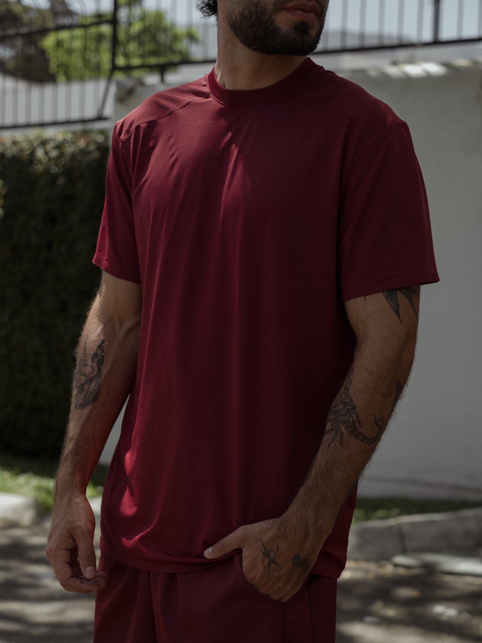 MEN STRUCTURED WORKOUT T-SHIRT - BERRY - imagen 13