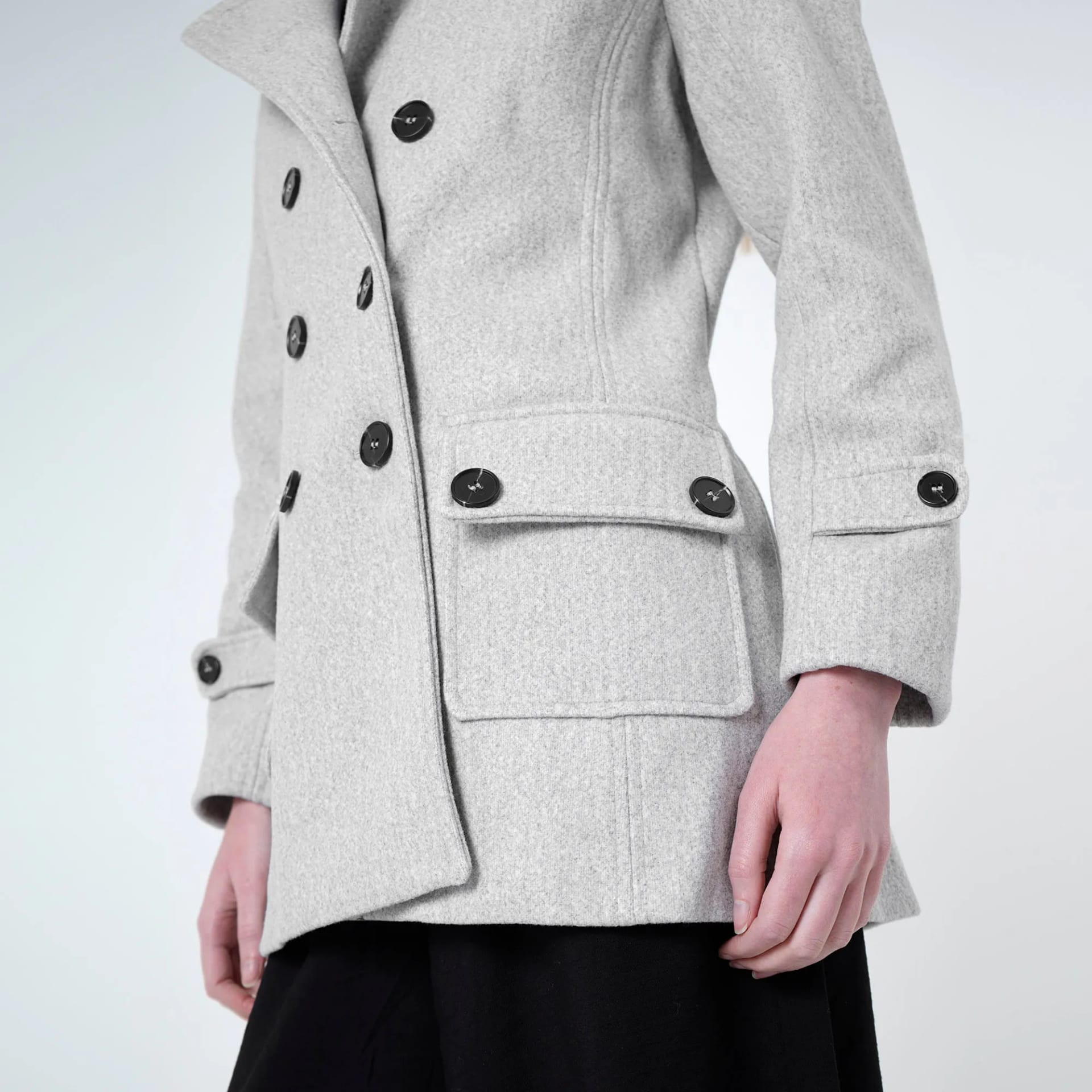 Chaqueta abrigo trench cruzado cuello solapa con capucha - imagen 21