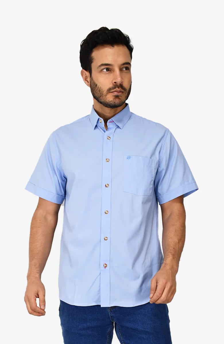 Camisa Manga Corta Azul para Hombre - imagen 2