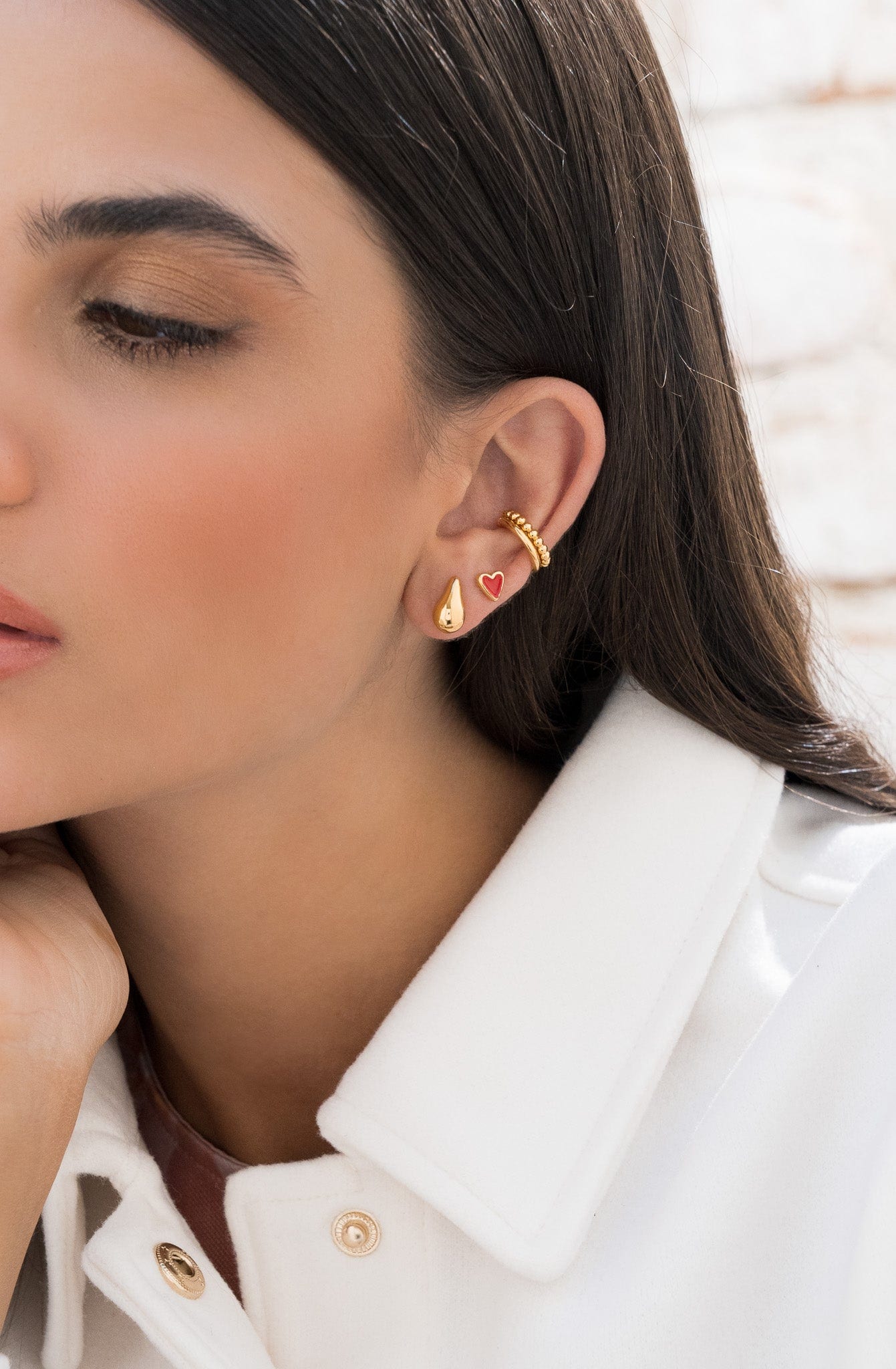 Set X4 Aretes Mini Gota Y Corazón - imagen 3