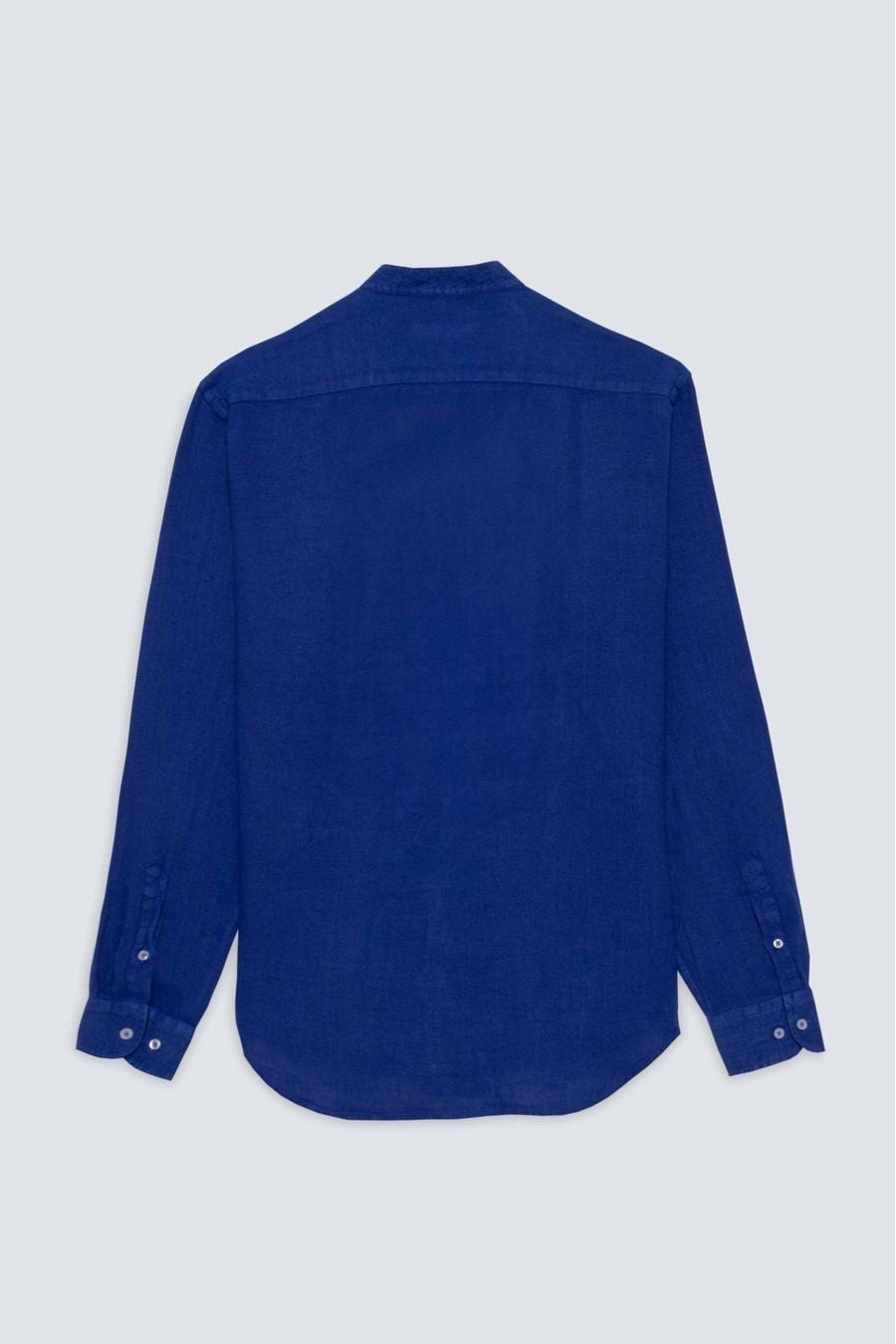 Men's linen shirt mao blue ink - imagen 2
