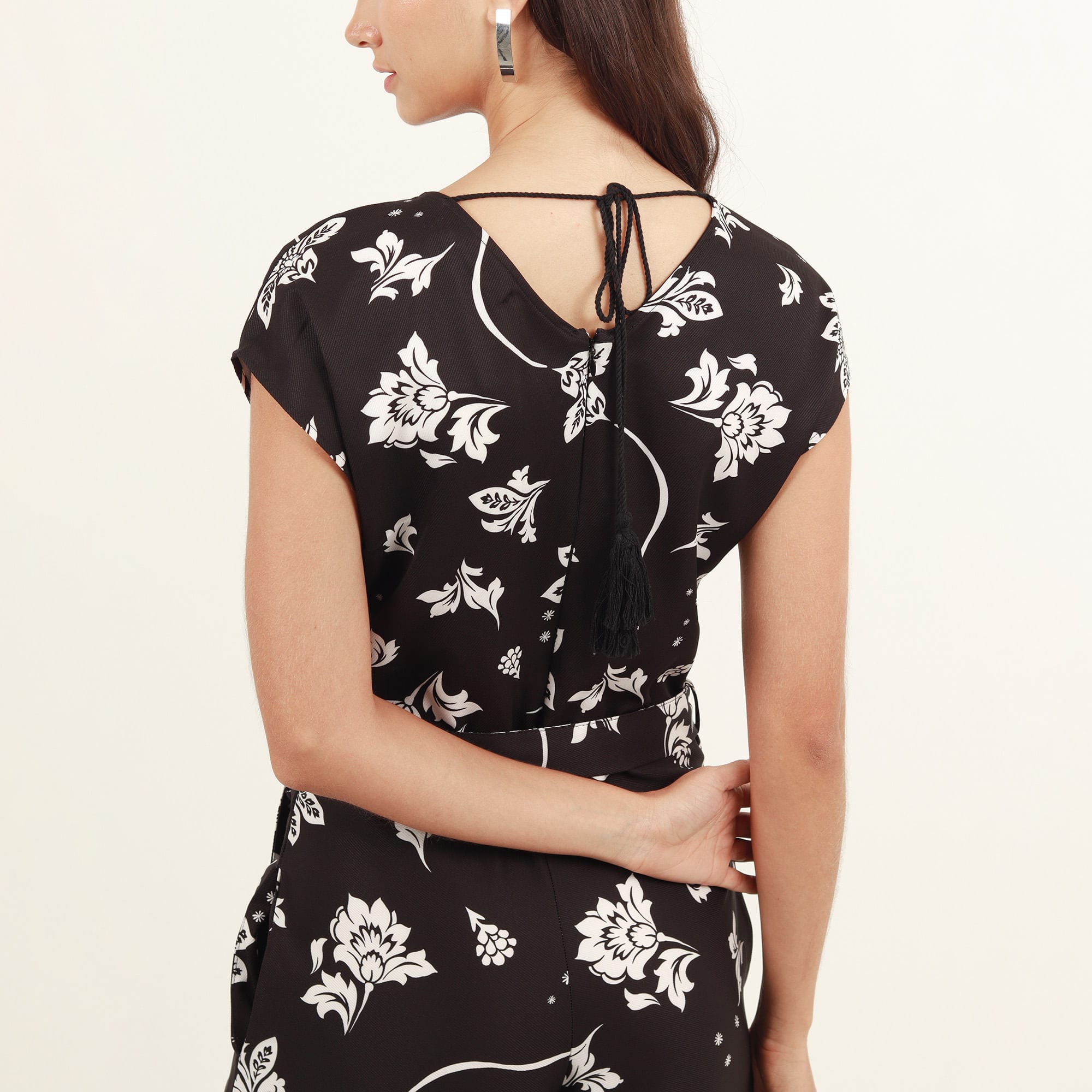 Vestido enterizo estampado largo cuello en U - imagen 8