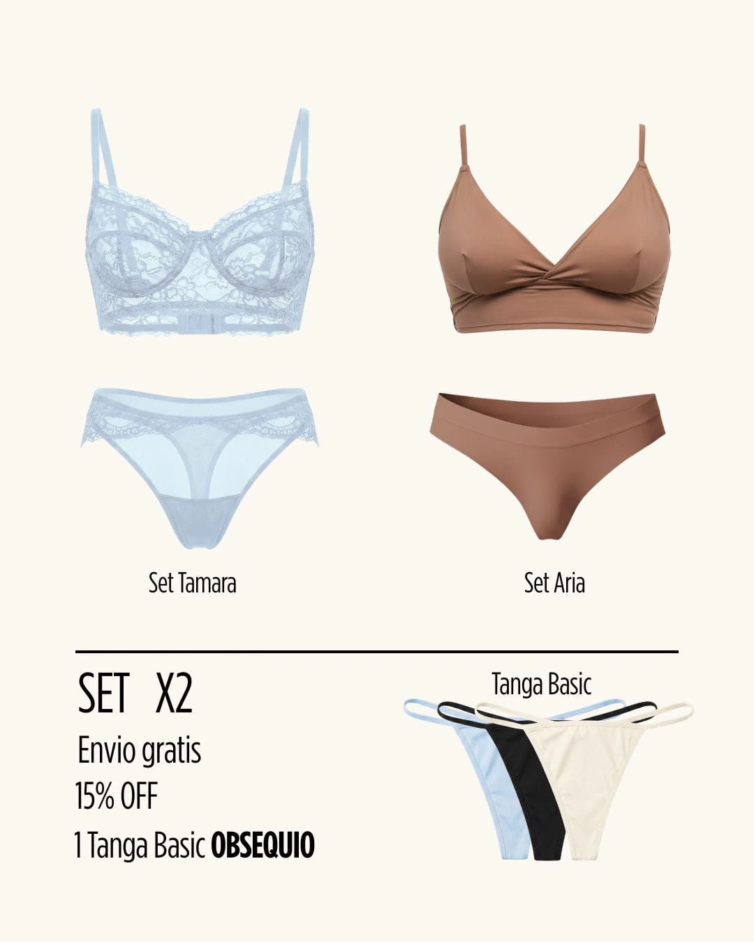 Combo Set x2 + Tanga basic obsequio + Envio gratis - imagen 10
