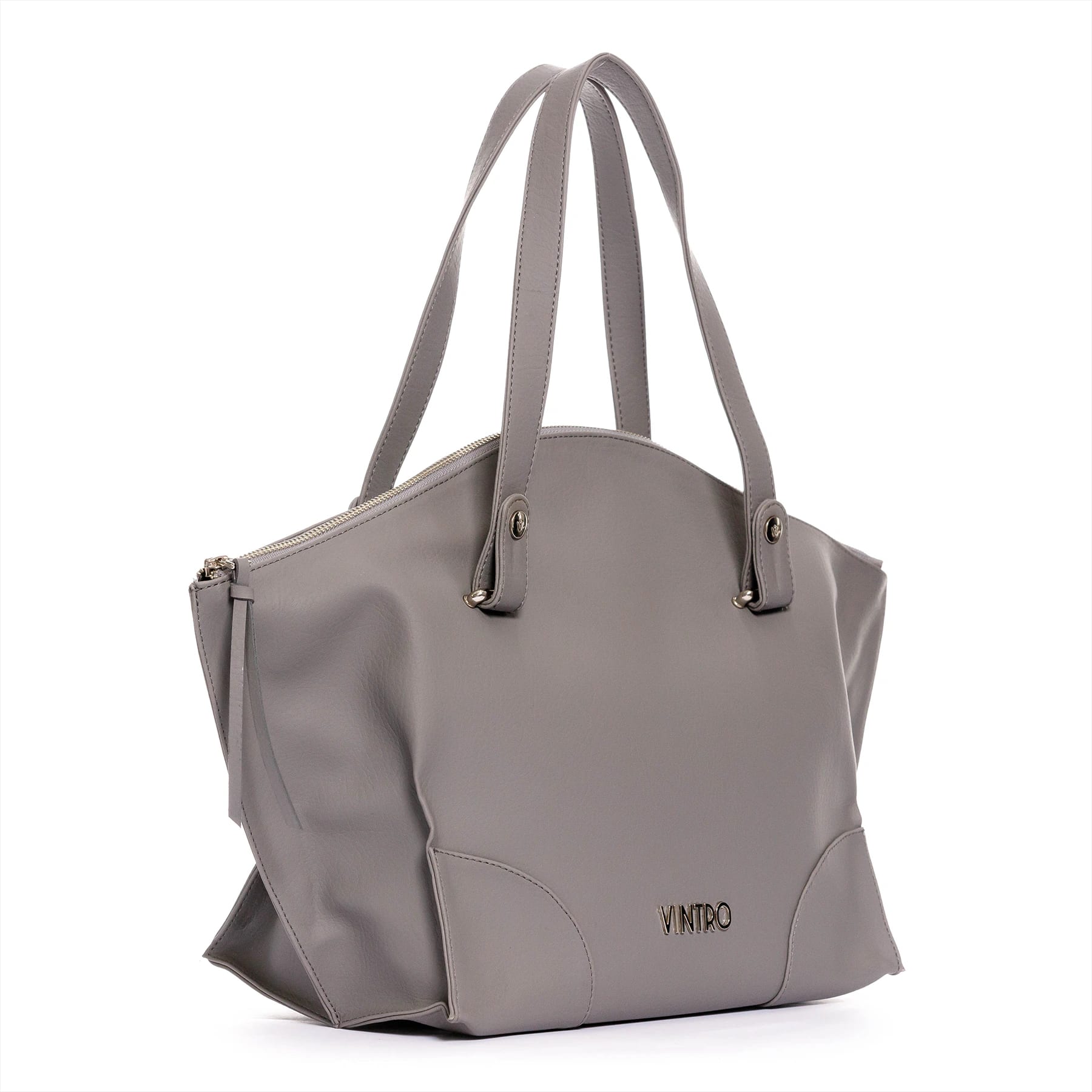 Cartera para mujer Grace grande gris con bolsillo interno y detalle - imagen 5