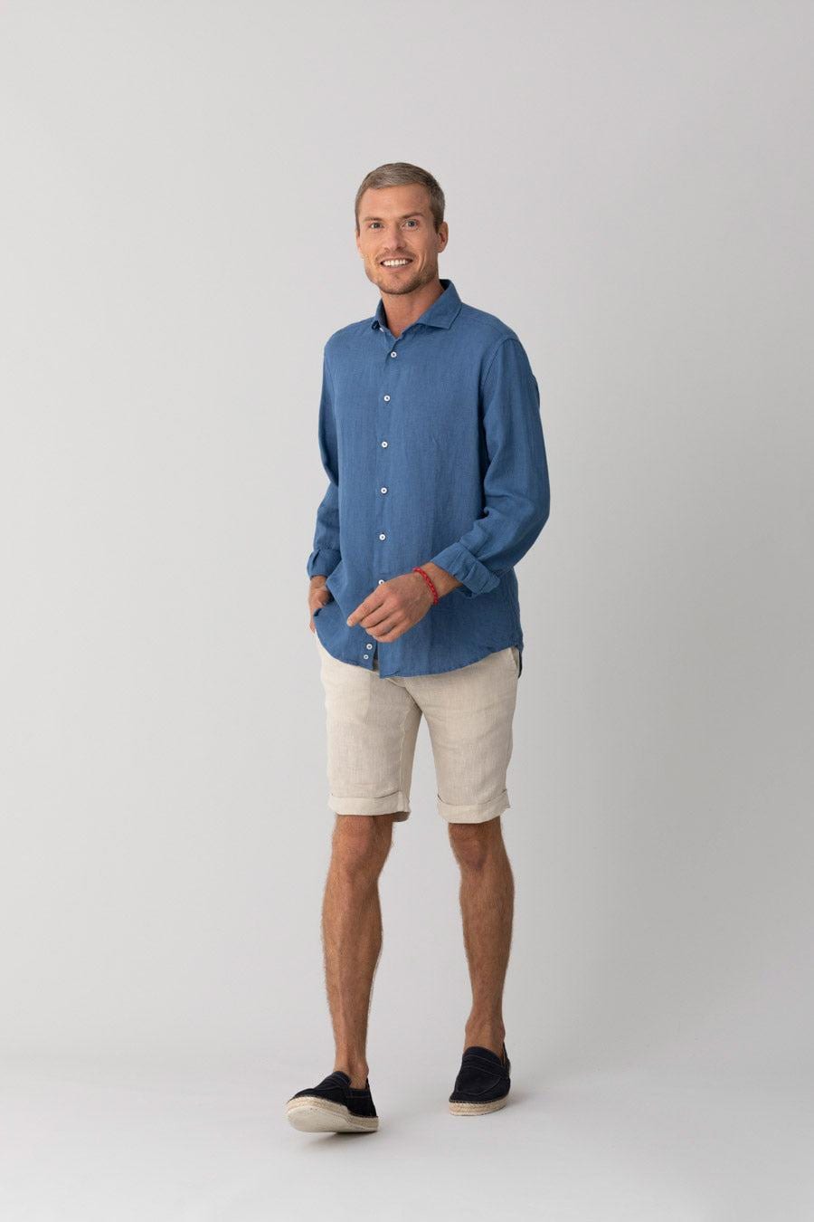 Men's linen shirt jeans basic - imagen 5