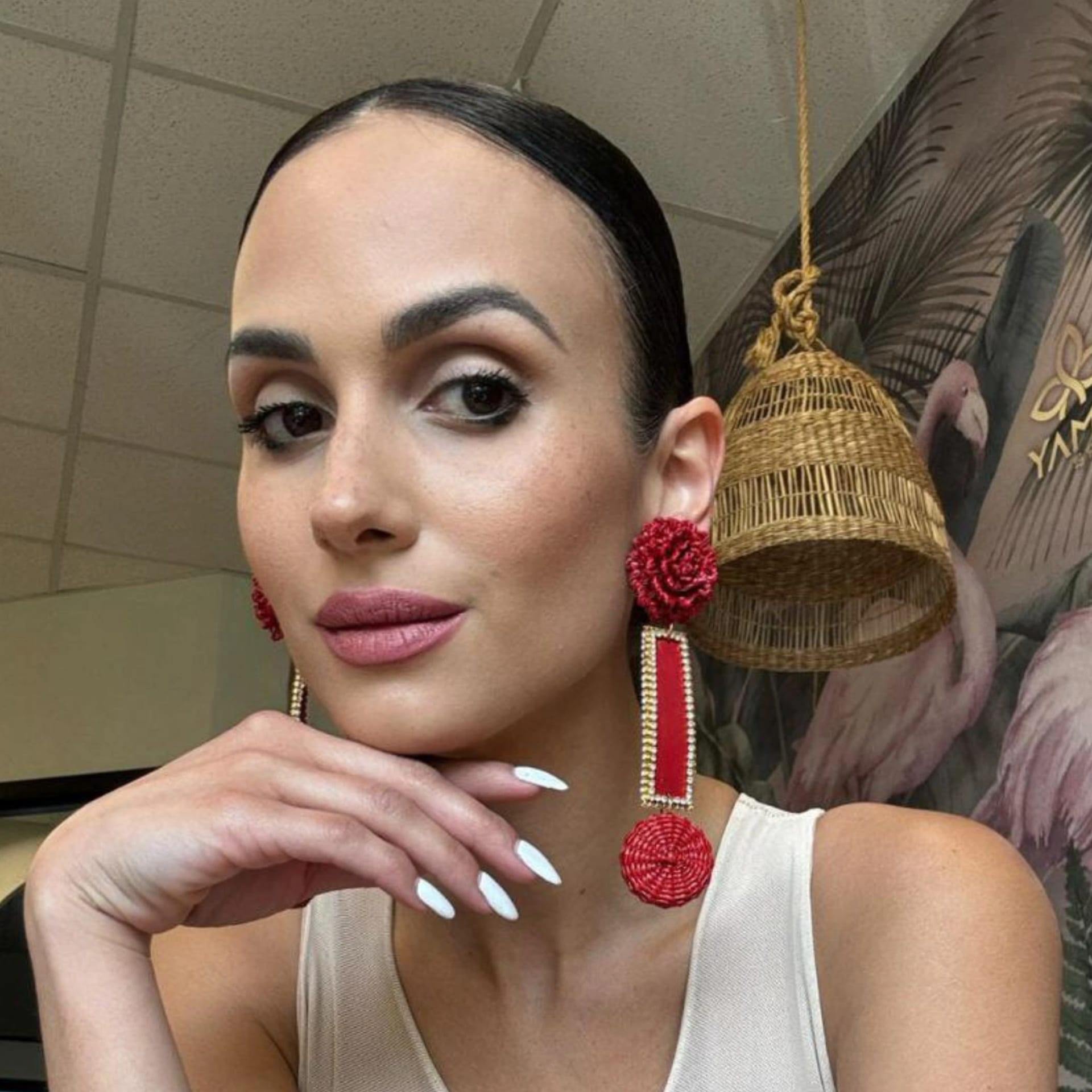 Long Red and Gold Earrings - imagen 2