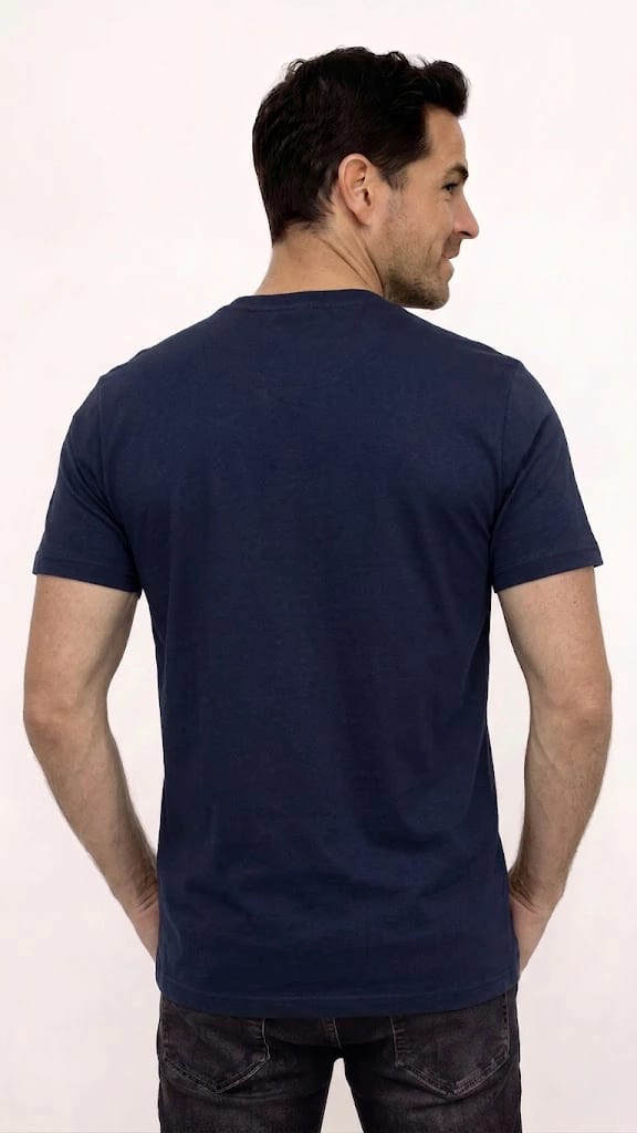 CAMISETA BÁSICA LIVIANA CUELLO REDONDO AZUL OSCURO PARA HOMBRE - imagen 2
