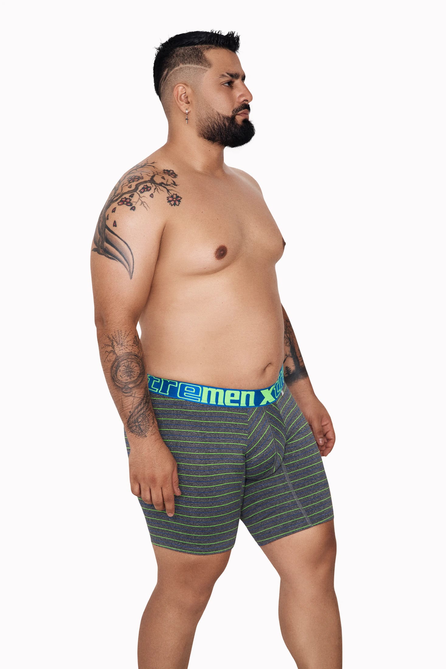 BOXER MICROFIBRA RAYAS EXTRAGRANDE AZUL LIMÓN - imagen 1