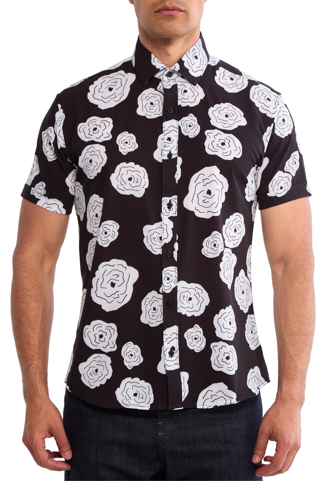 Camisa manga corta floral negra - imagen 3