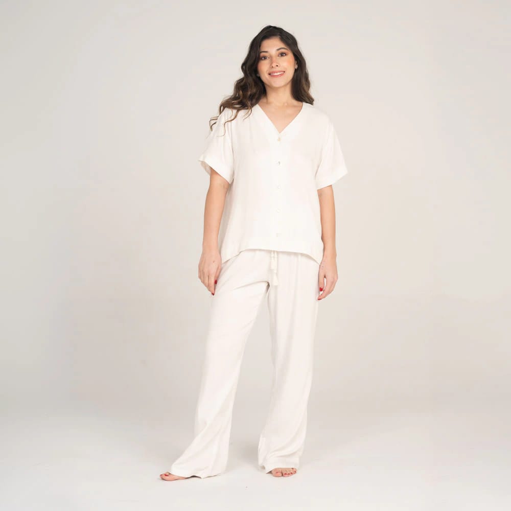 Conjunto de Pijama Pantalón Largo Lino. - imagen 1