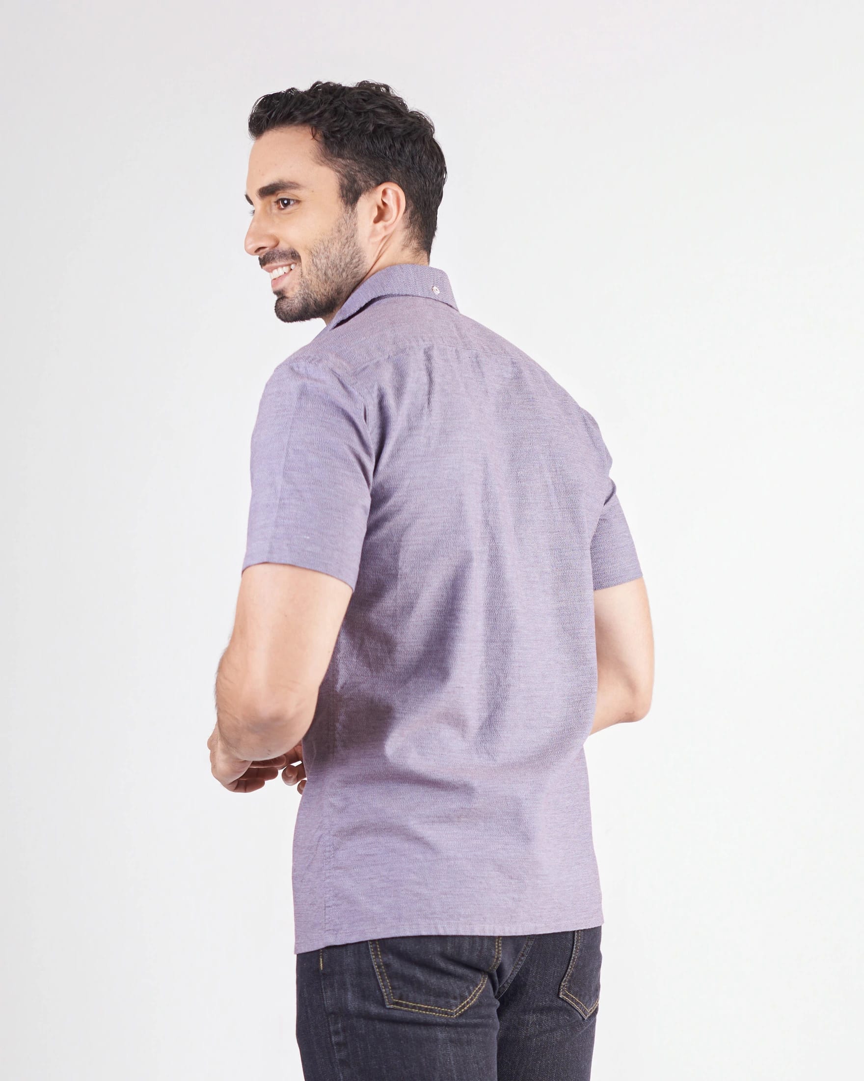 Camisa manga corta slim fit vinotinto - imagen 2
