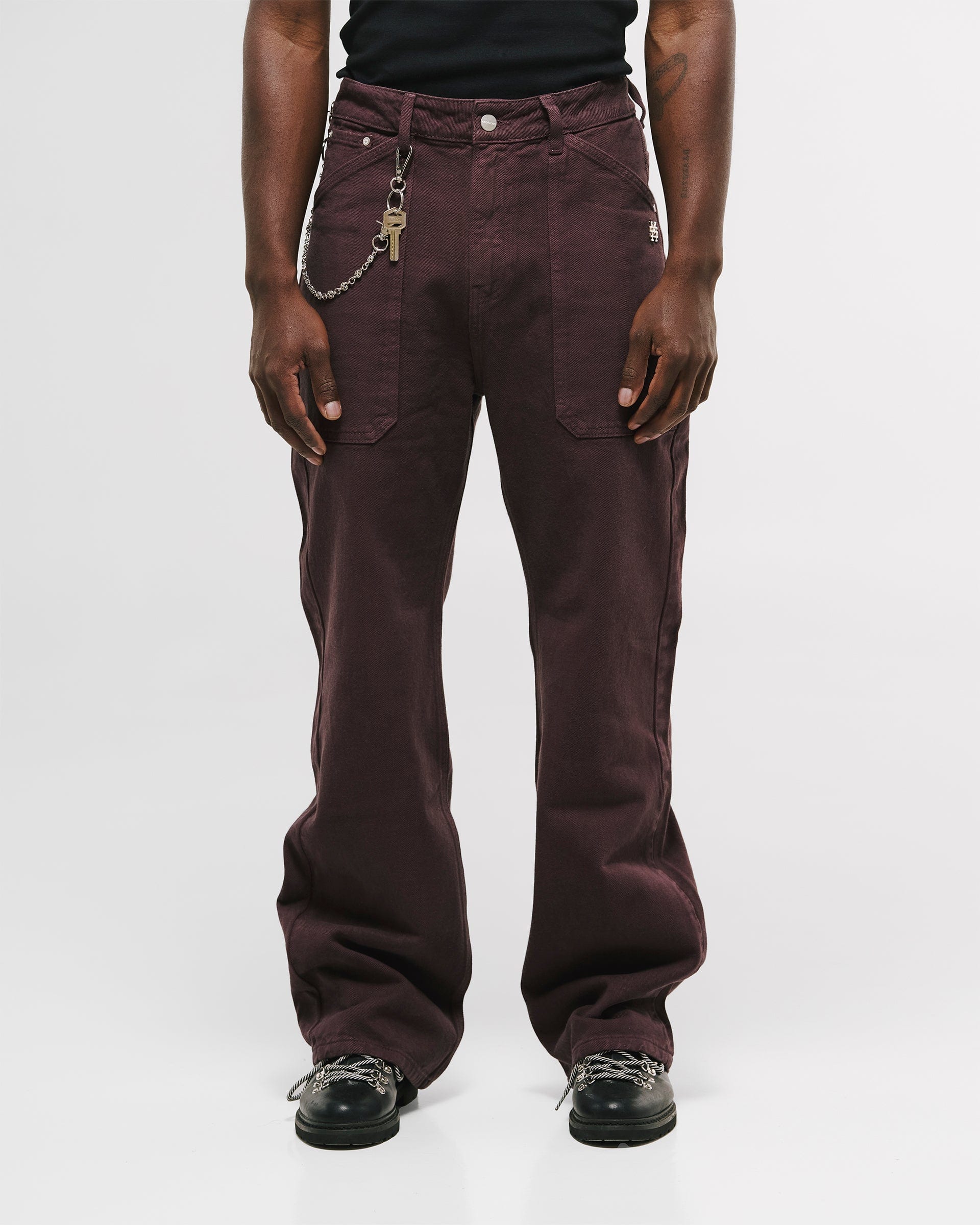 Pocket Straight Pants – Burgundy - imagen 2