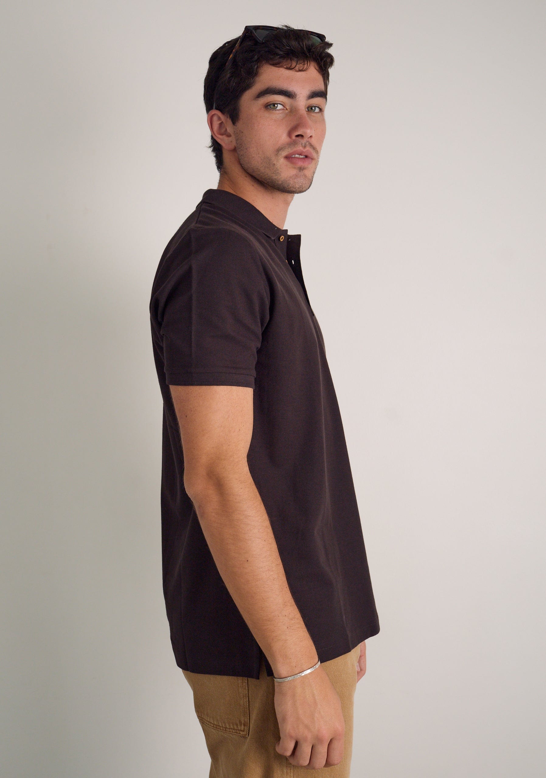 Camiseta Polo H Unicolor L-Ros Café Osc - imagen 3