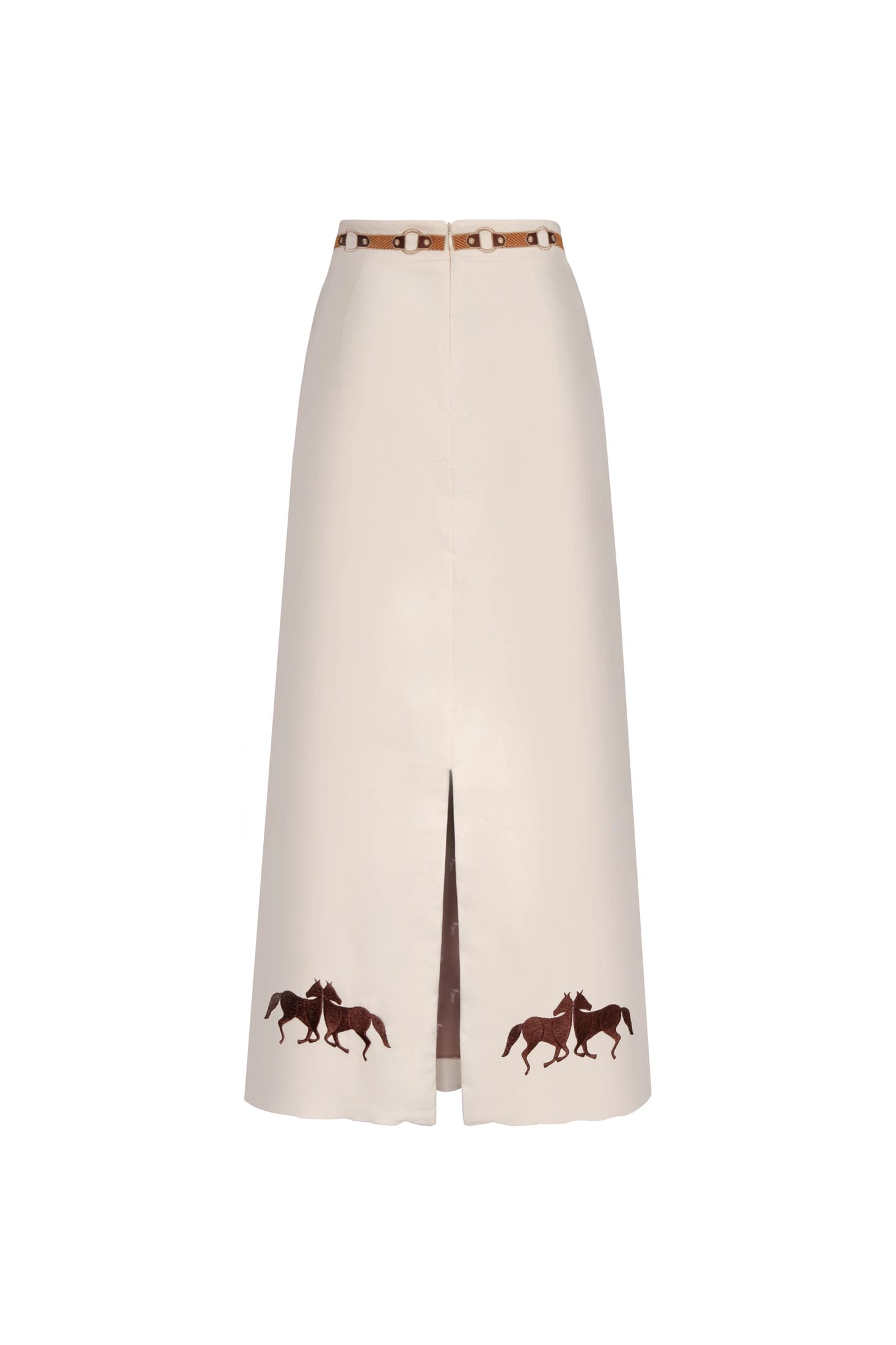 El Carmen Embroidered canvas Midi Skirt / Ivory - imagen 3