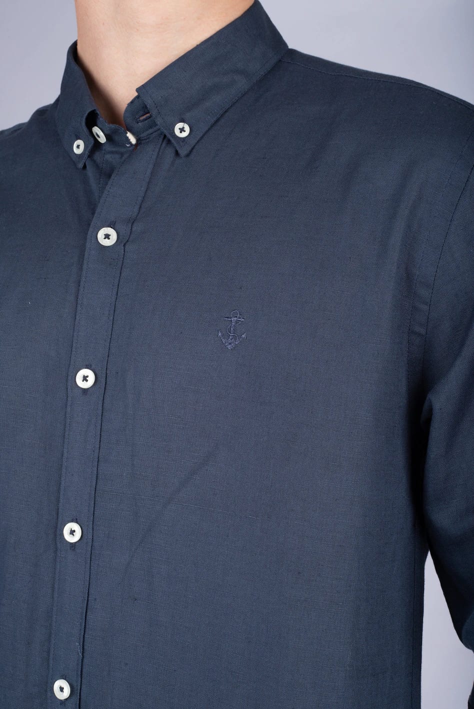 Camisa de Lino Azul Navy - imagen 3