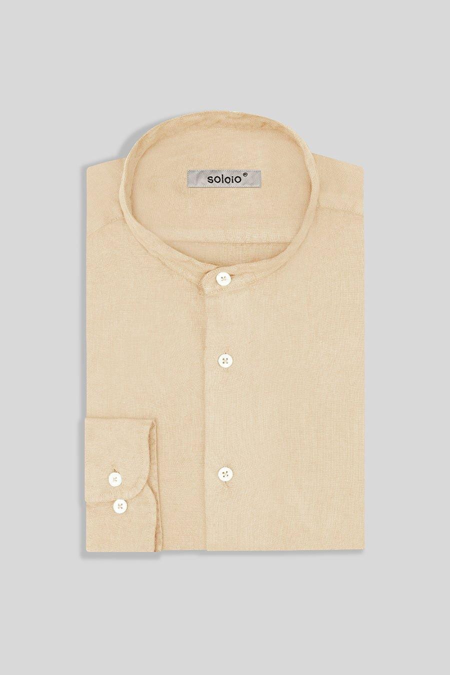 Men's linen shirt mao beige basic - imagen 3