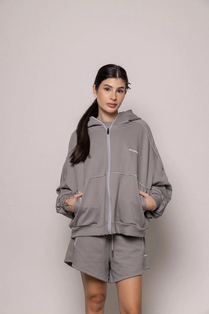 Hoodie 87/27 Sgo Dama-Gris - imagen 2