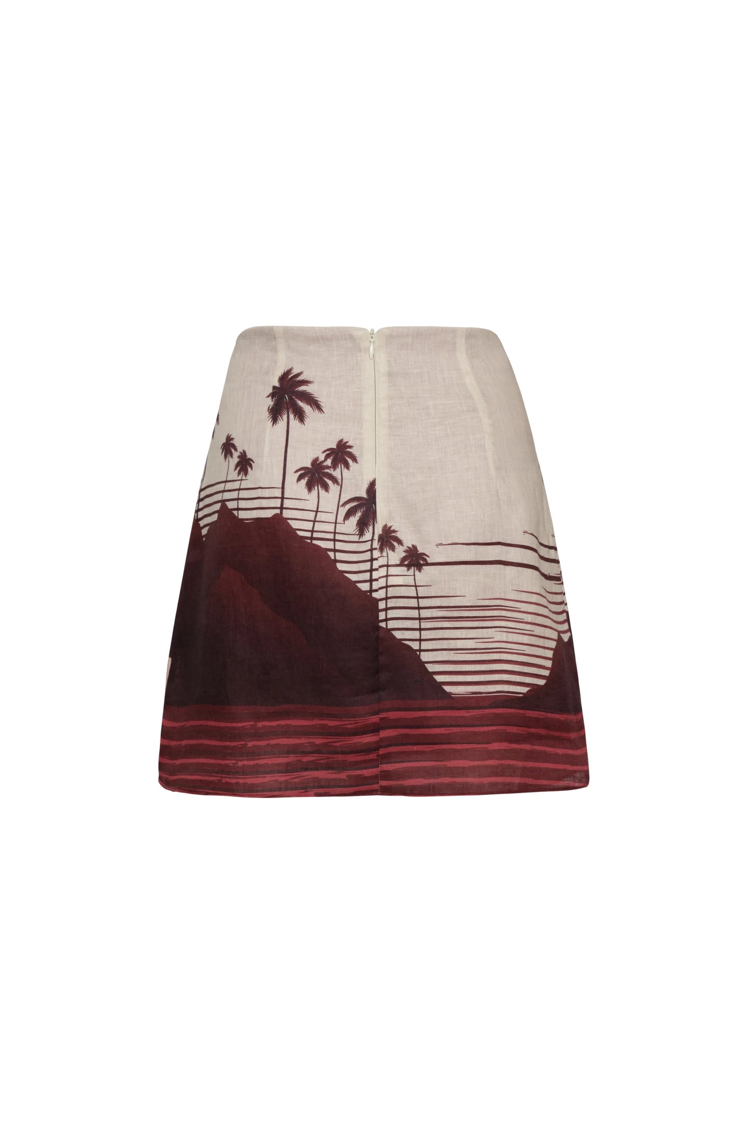 Carmelita Linen Mini Skirt / Red Tropical Landscape - imagen 4