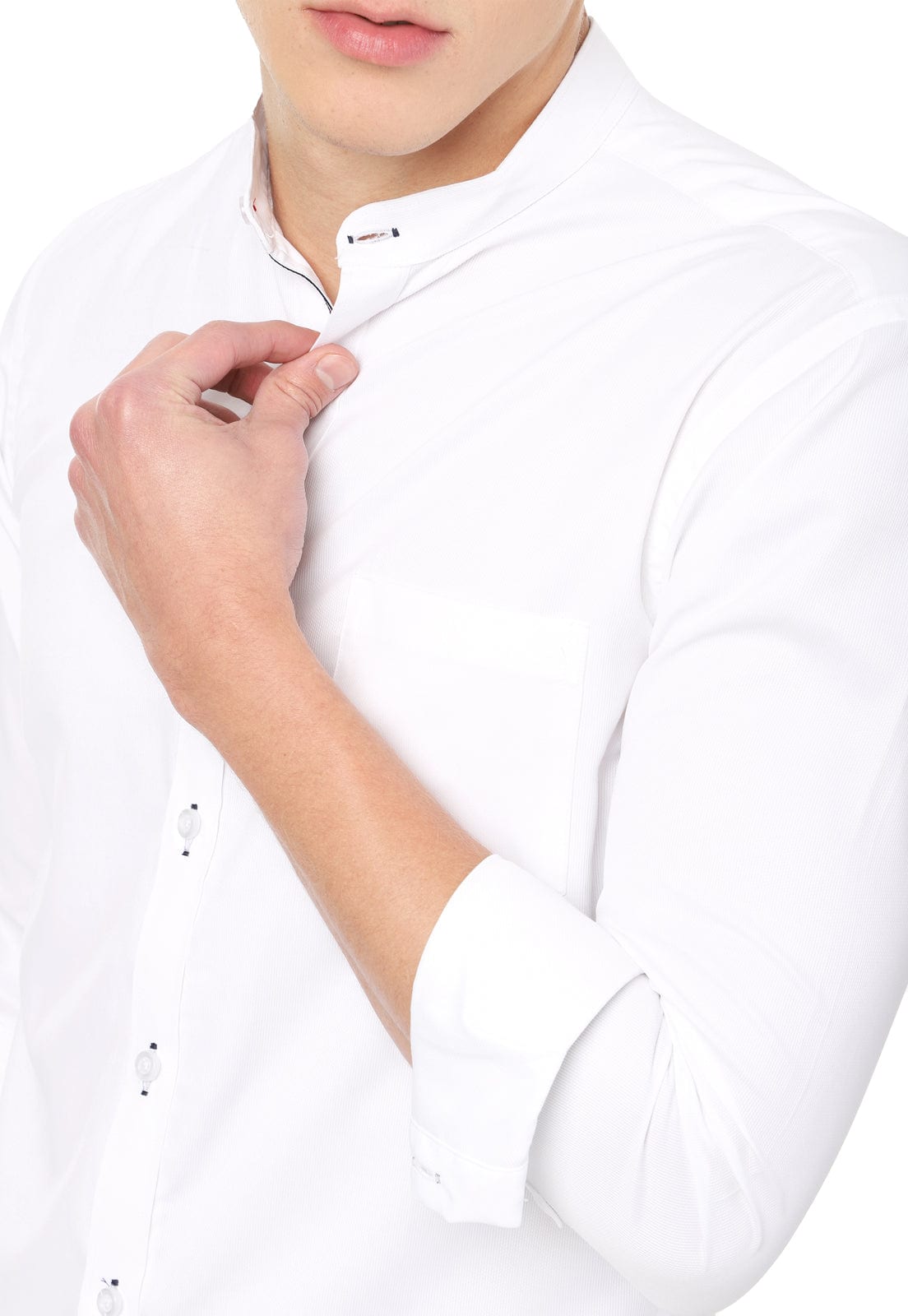 Camisa cuello nerú  blanca slimfit - imagen 4