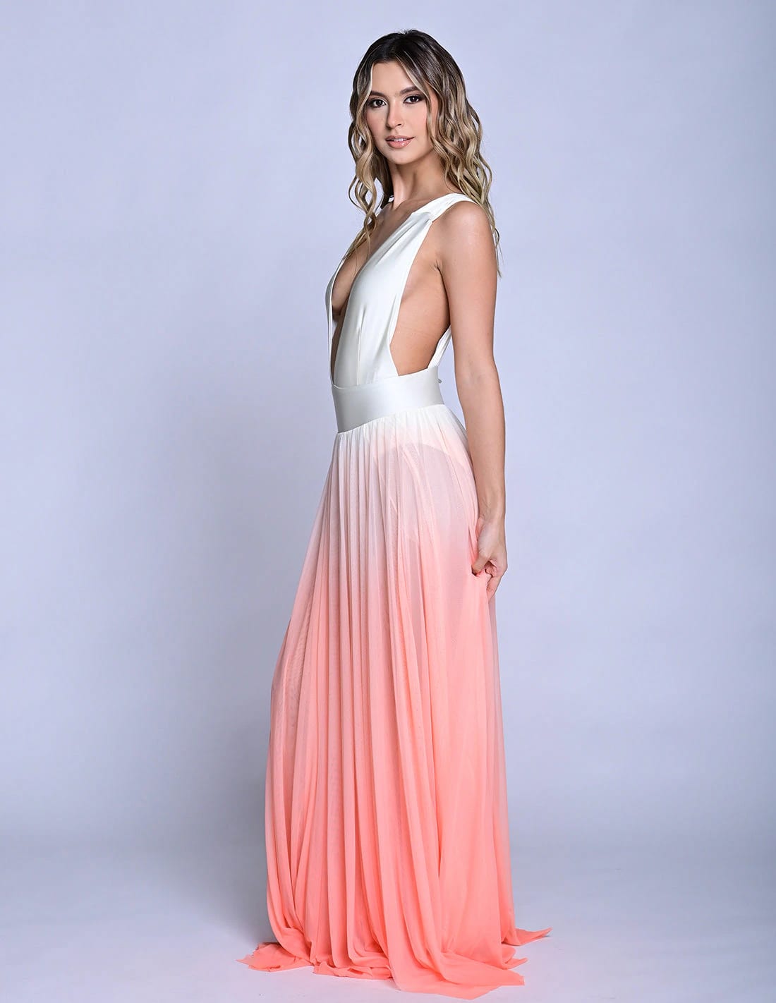 Vestido Equinoccio Ivory + Salmon Flower - imagen 3