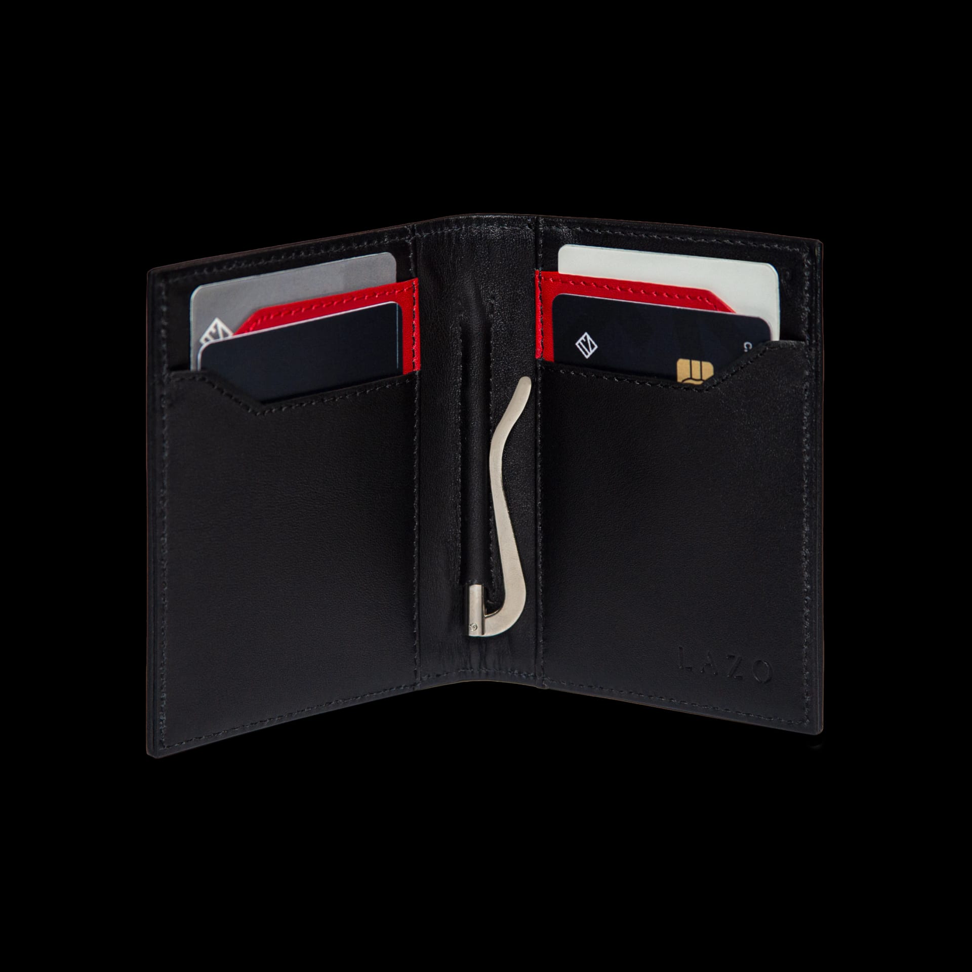 Billetera Compact con Clip (Carbono-Negra-Roja) — Con Grabado de Iniciales - imagen 2