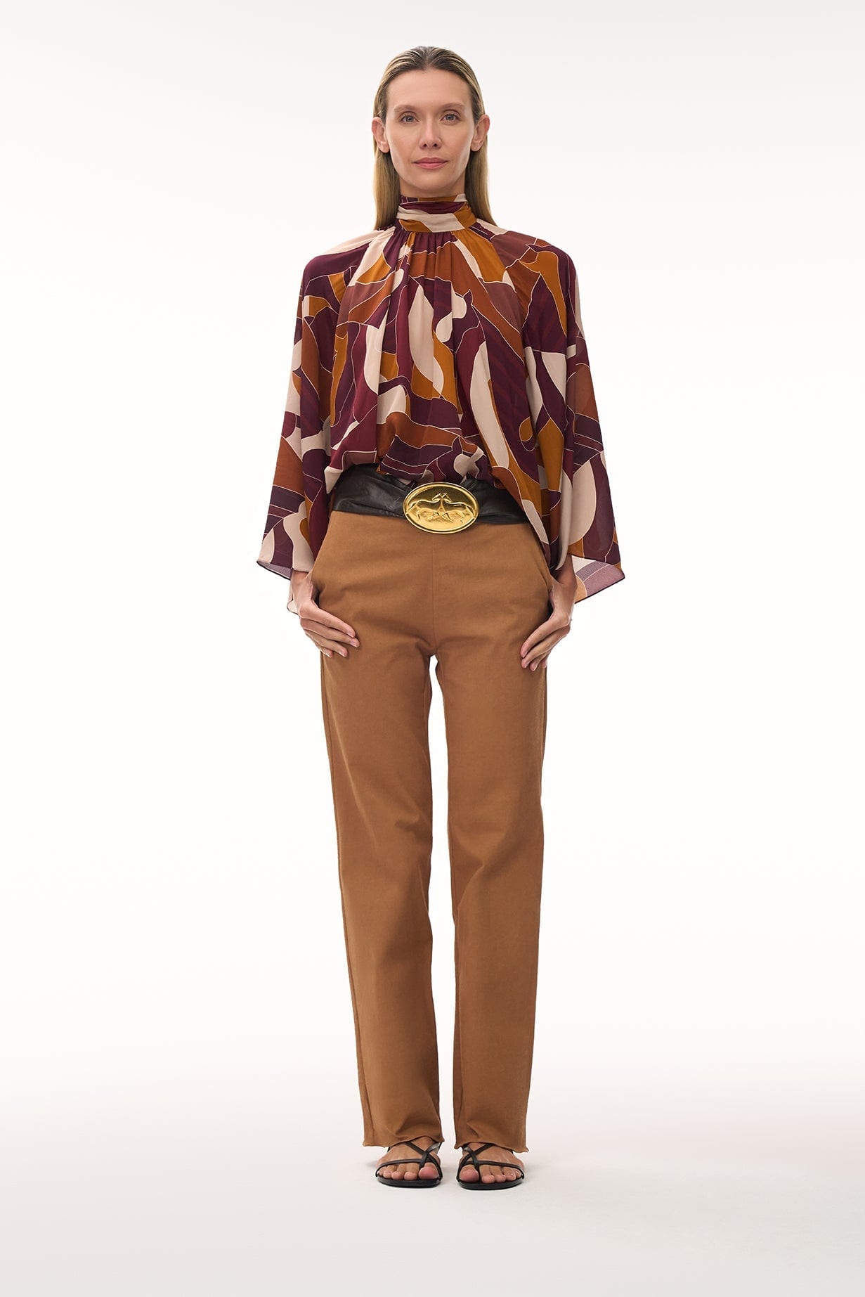 Boho Crepe Chine Blouse / Purple Horses - imagen 2