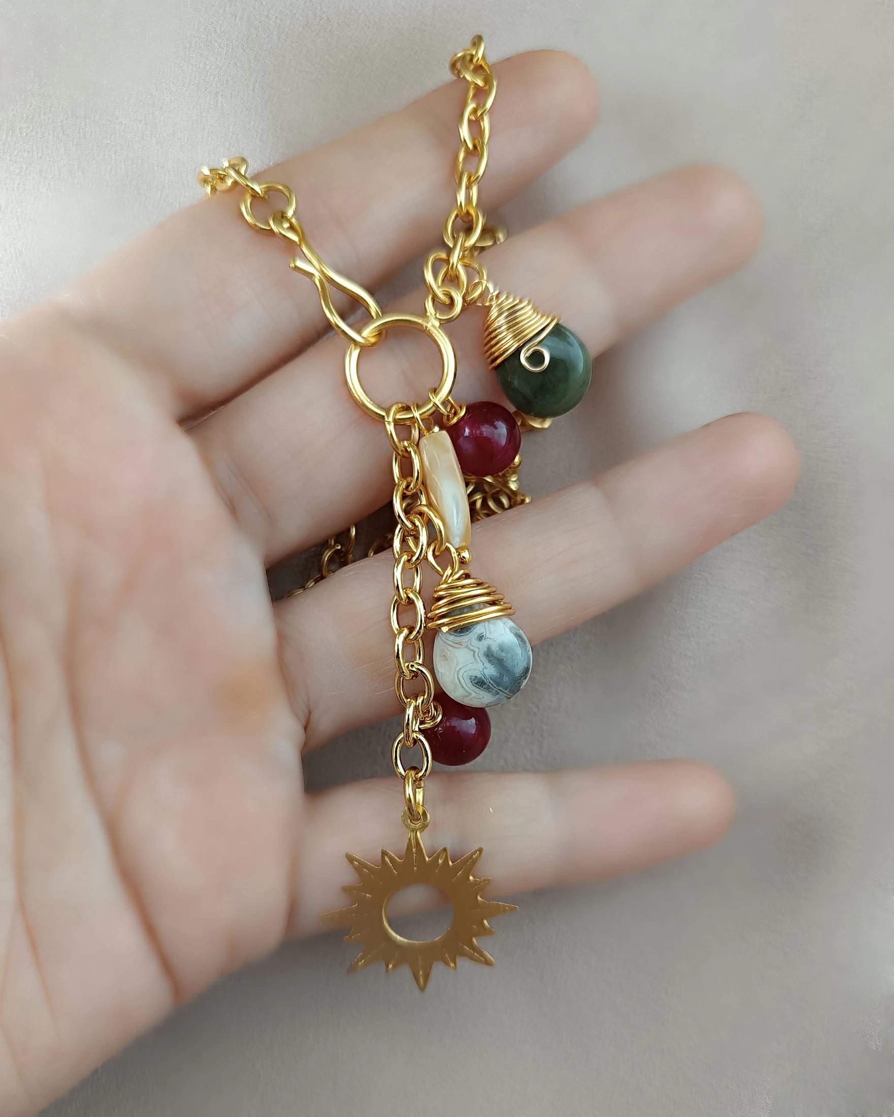 Cadena medianas y dijes con ágatas Zuleima - imagen 3