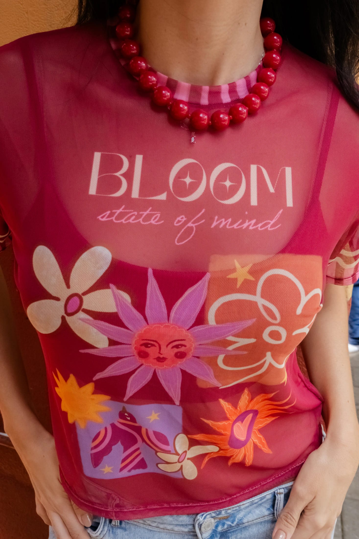 Bloom Mesh Shirt Vino Tinto - imagen 4