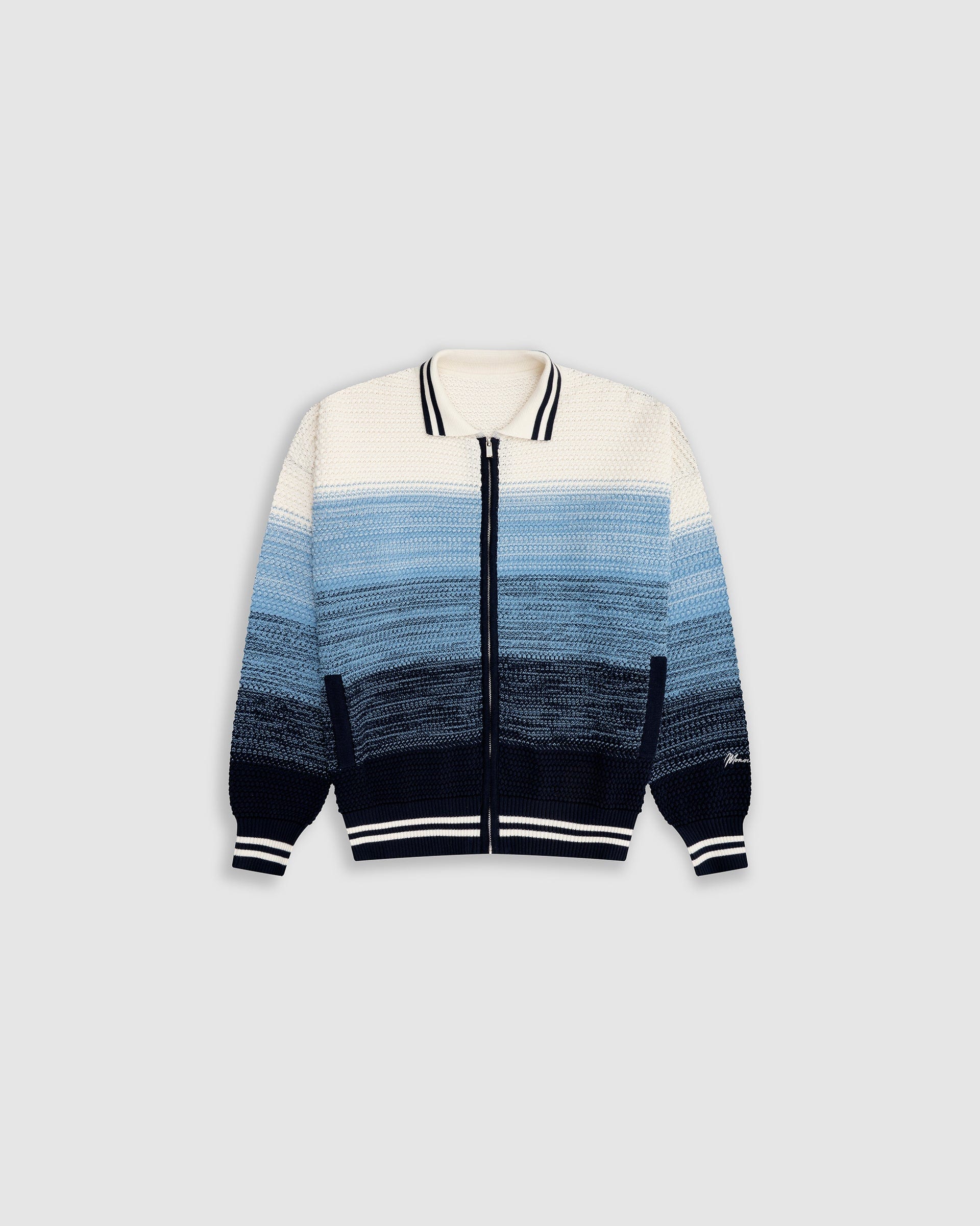 Zip Polo Gradient Knitwear - Azul y Crema - imagen 1