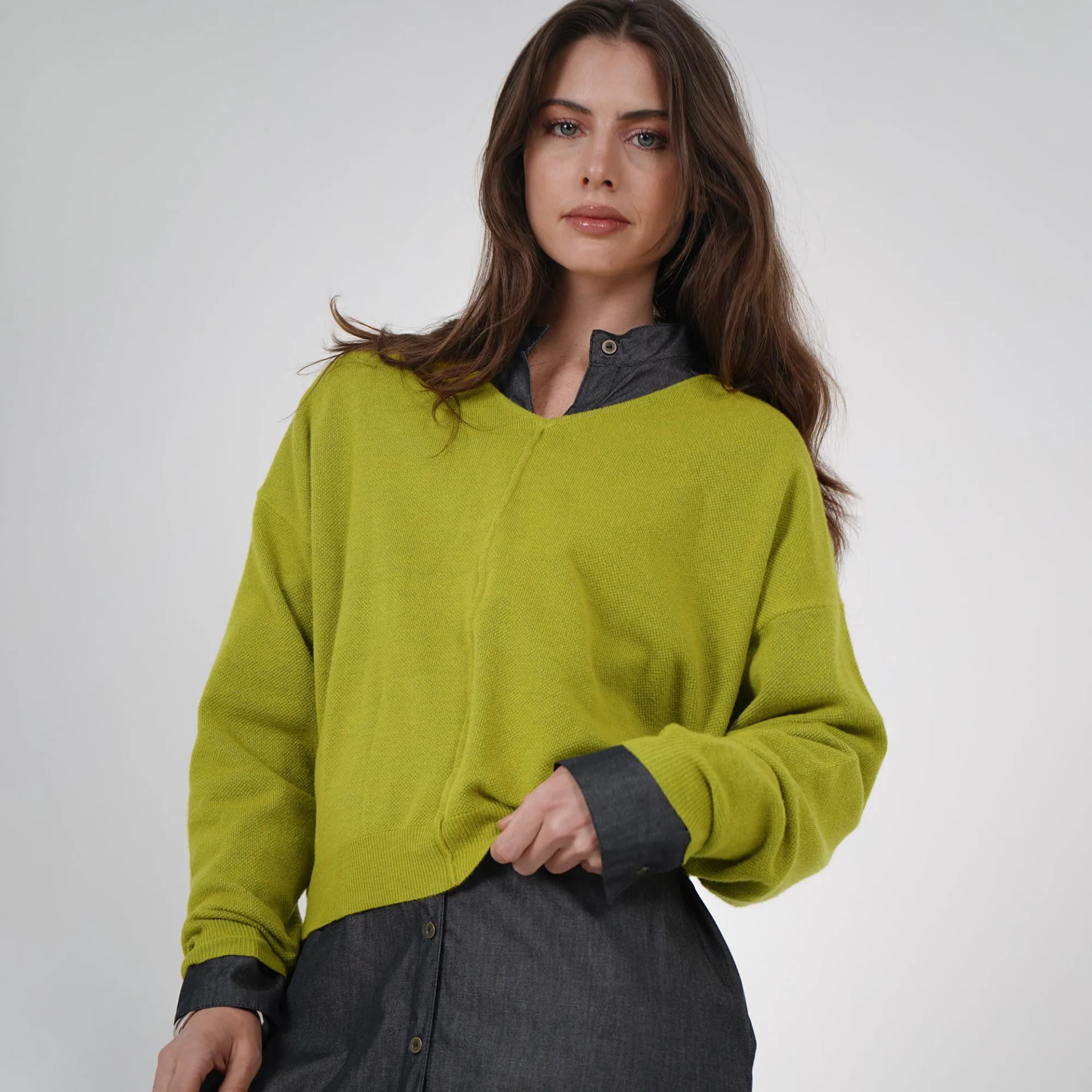 Sweater Cuello V Manga 3/ Cuartos - imagen 1