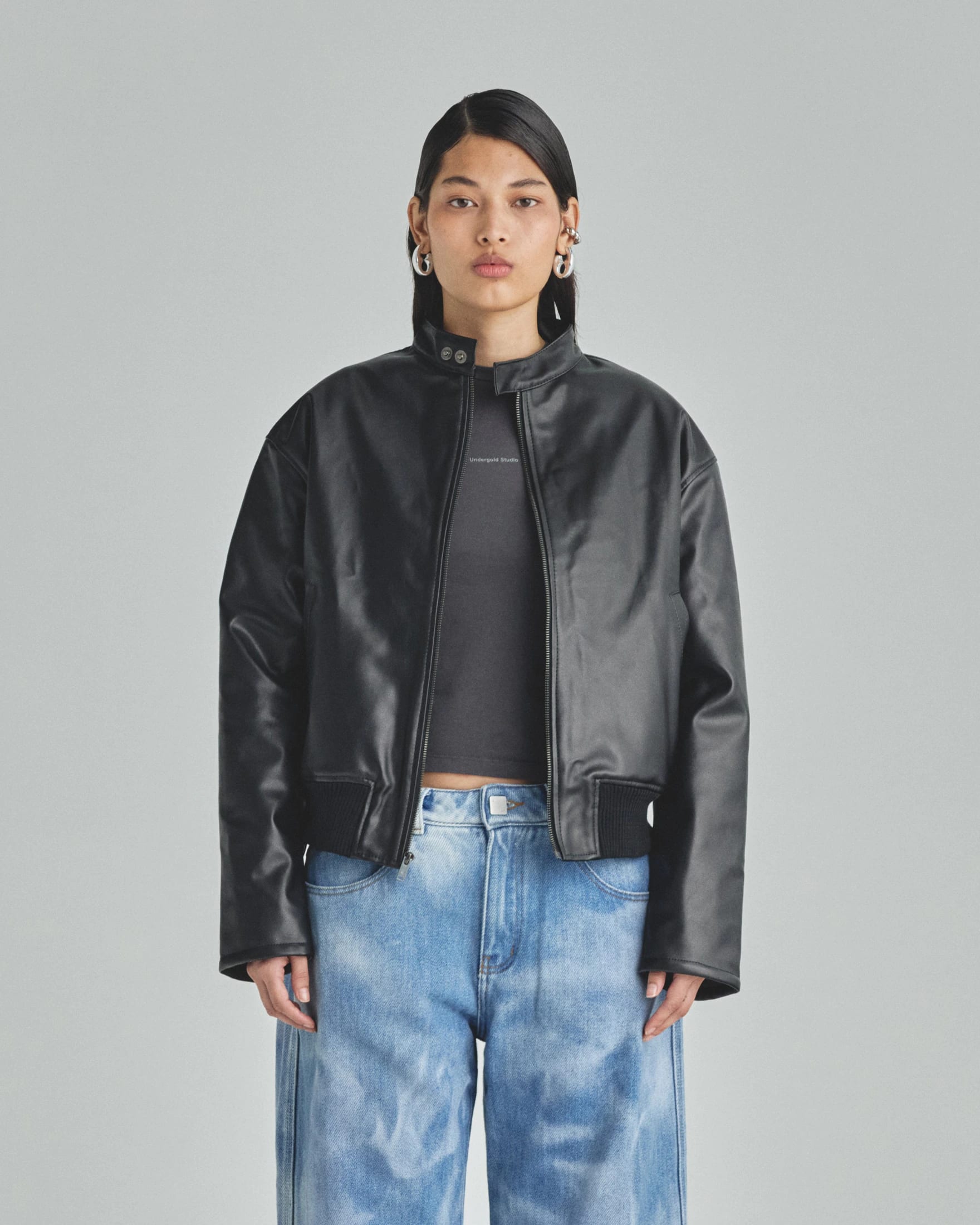 Spring Worn Logo Biker Jacket Black - imagen 9