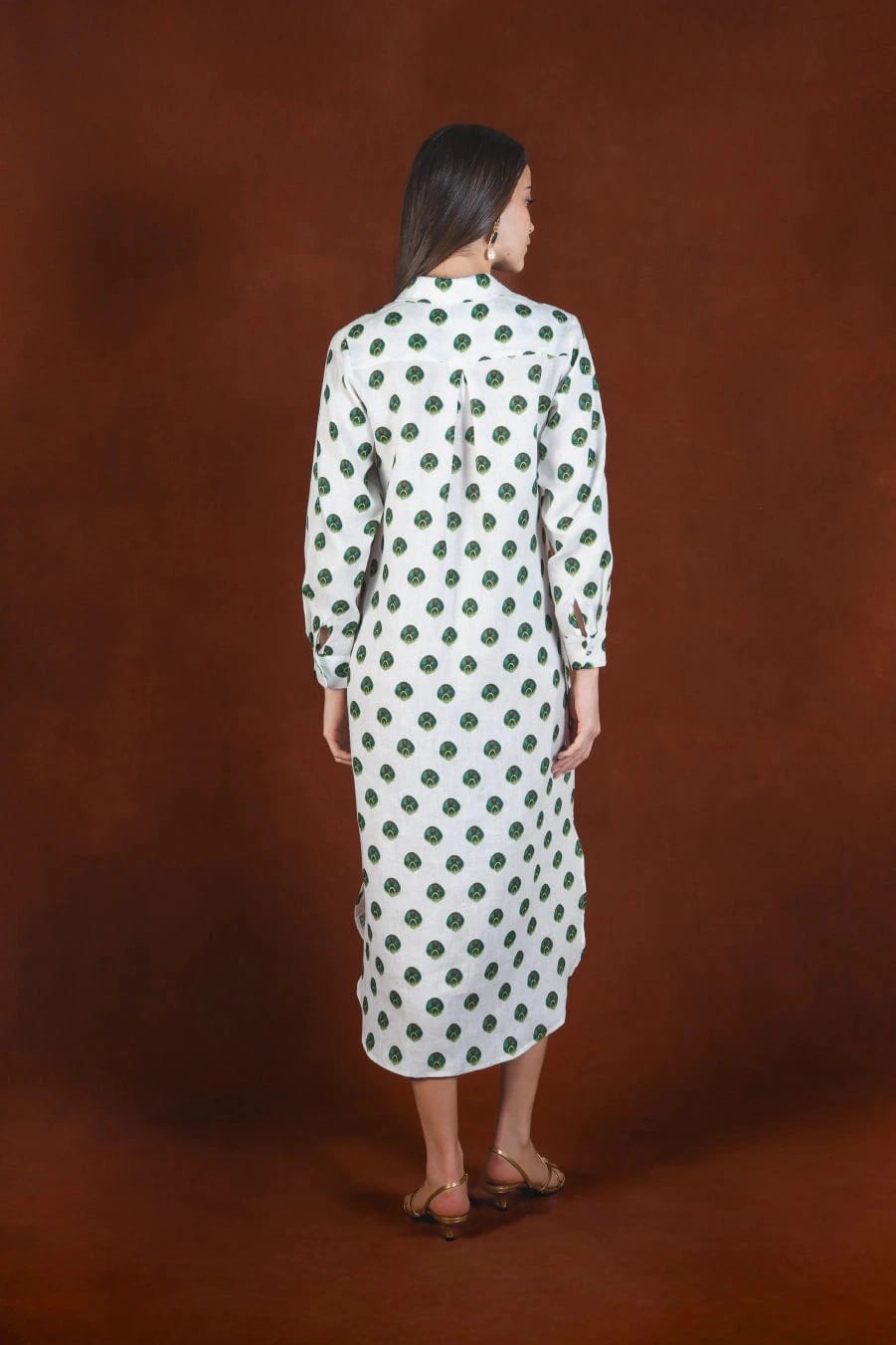 Women's Ventaglio linen shirt dress white - imagen 3