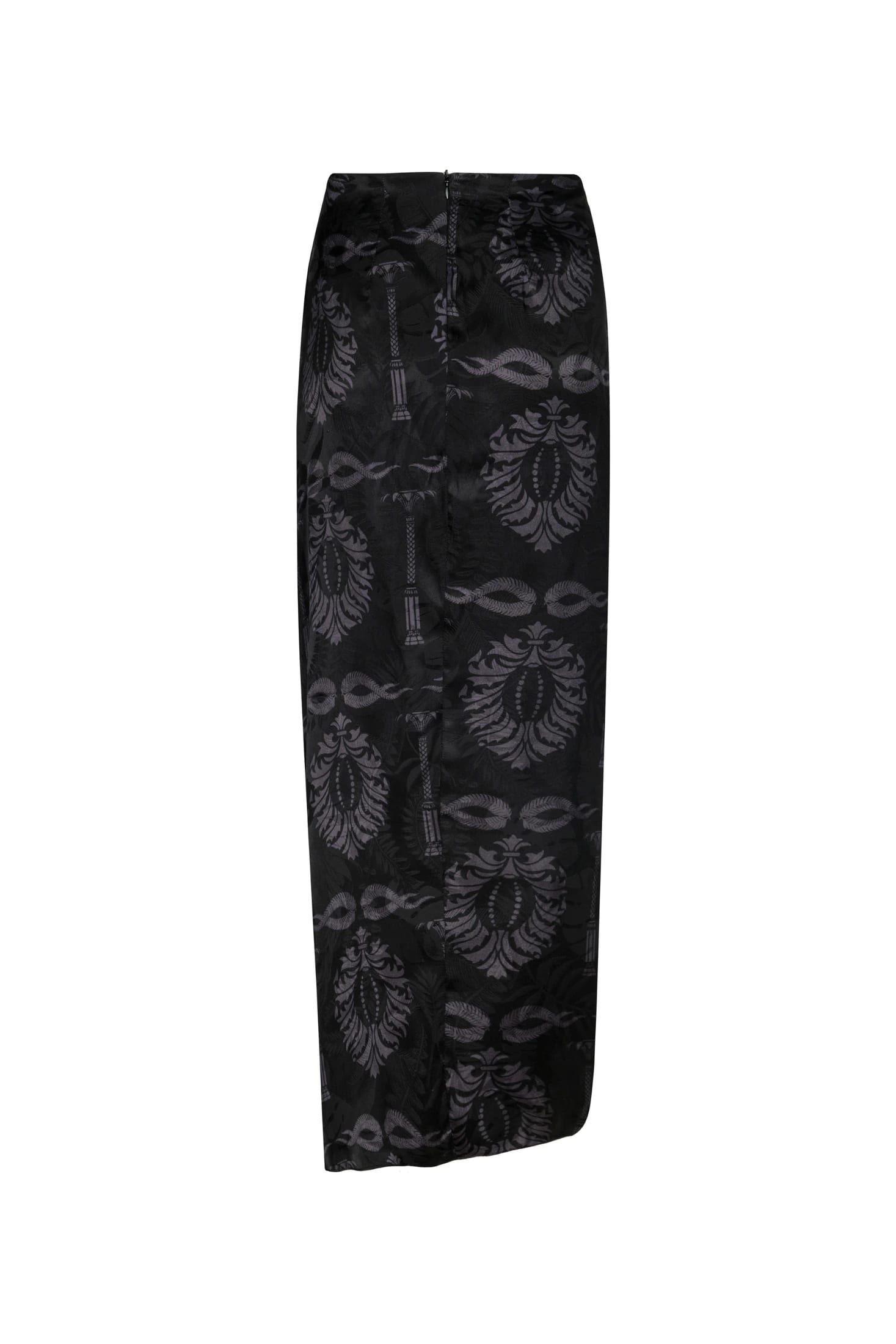 Myanmar Silk Jacquard Midi Skirt / Black - imagen 3