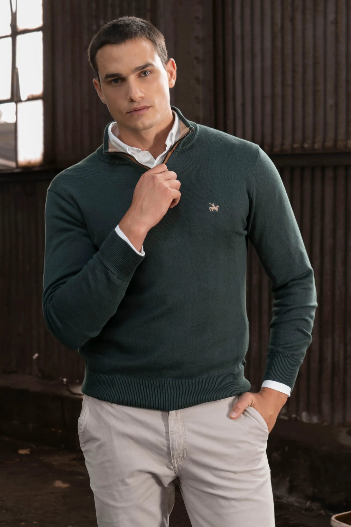 Suéter Halfzip Legacy Hombre Verde - imagen 3