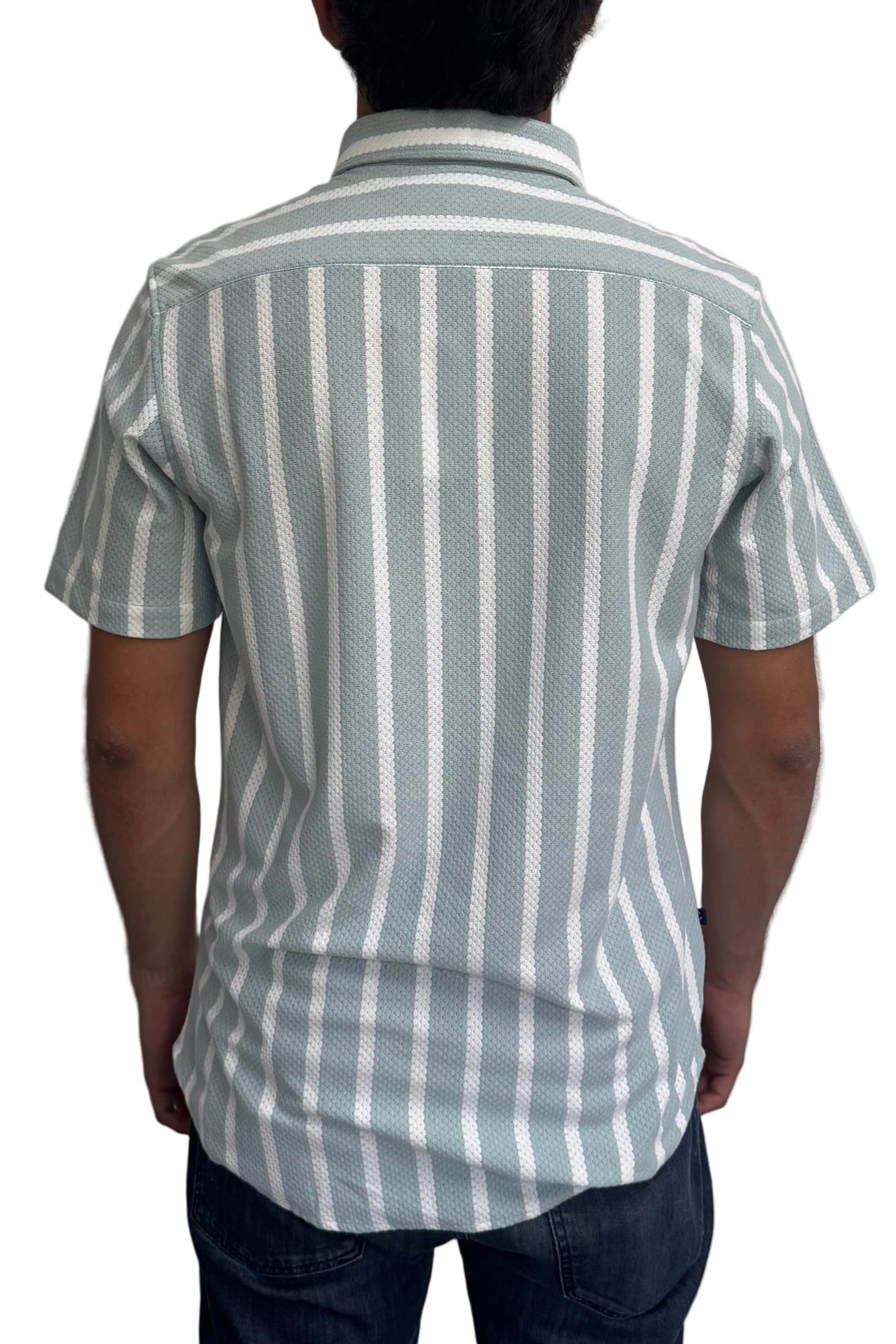 Camisa en texturas Verde Menta Rayas Blancas - imagen 2