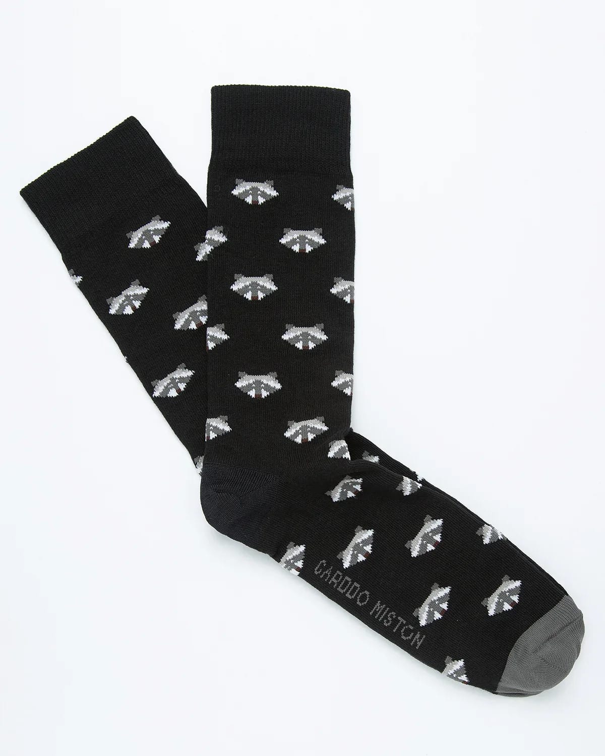Medias Algodón Estampado Mapaches - Fondo Negro - imagen 2