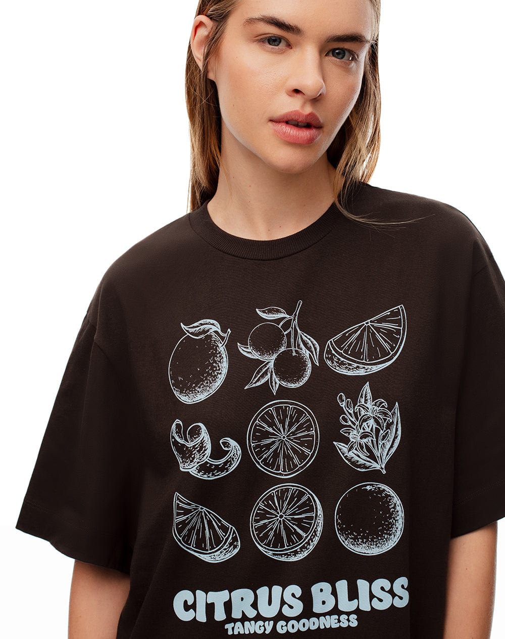 Camiseta oversize algodón chocolate estampada mujer - imagen 5