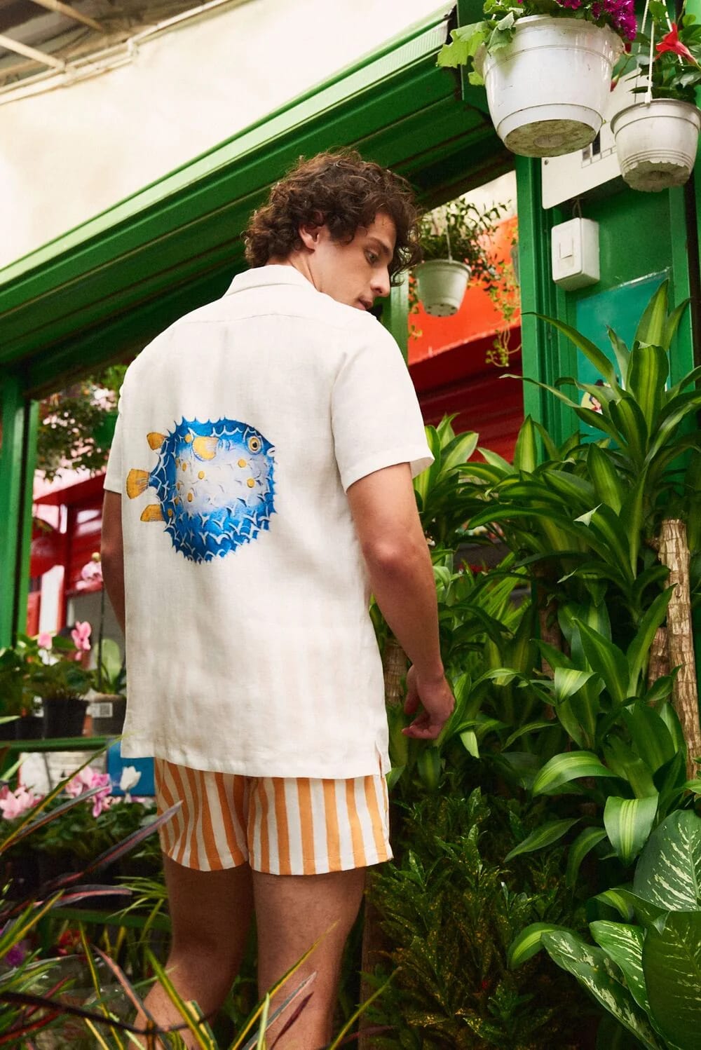 Men's linen shirt puffer fish - imagen 4