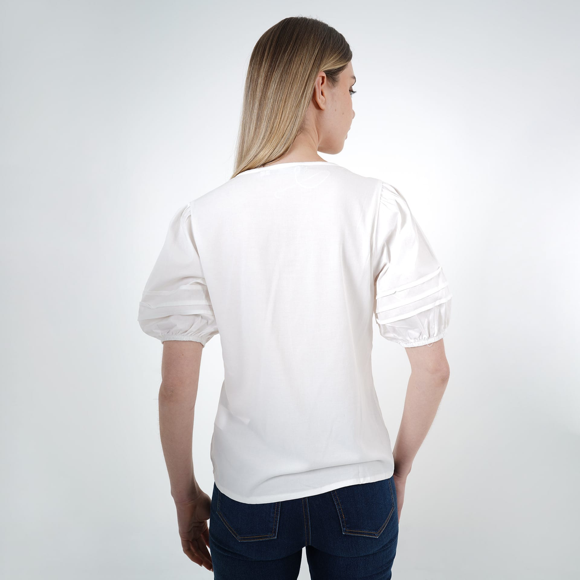 Blusa Cuello V Manga Corta Globo - imagen 8